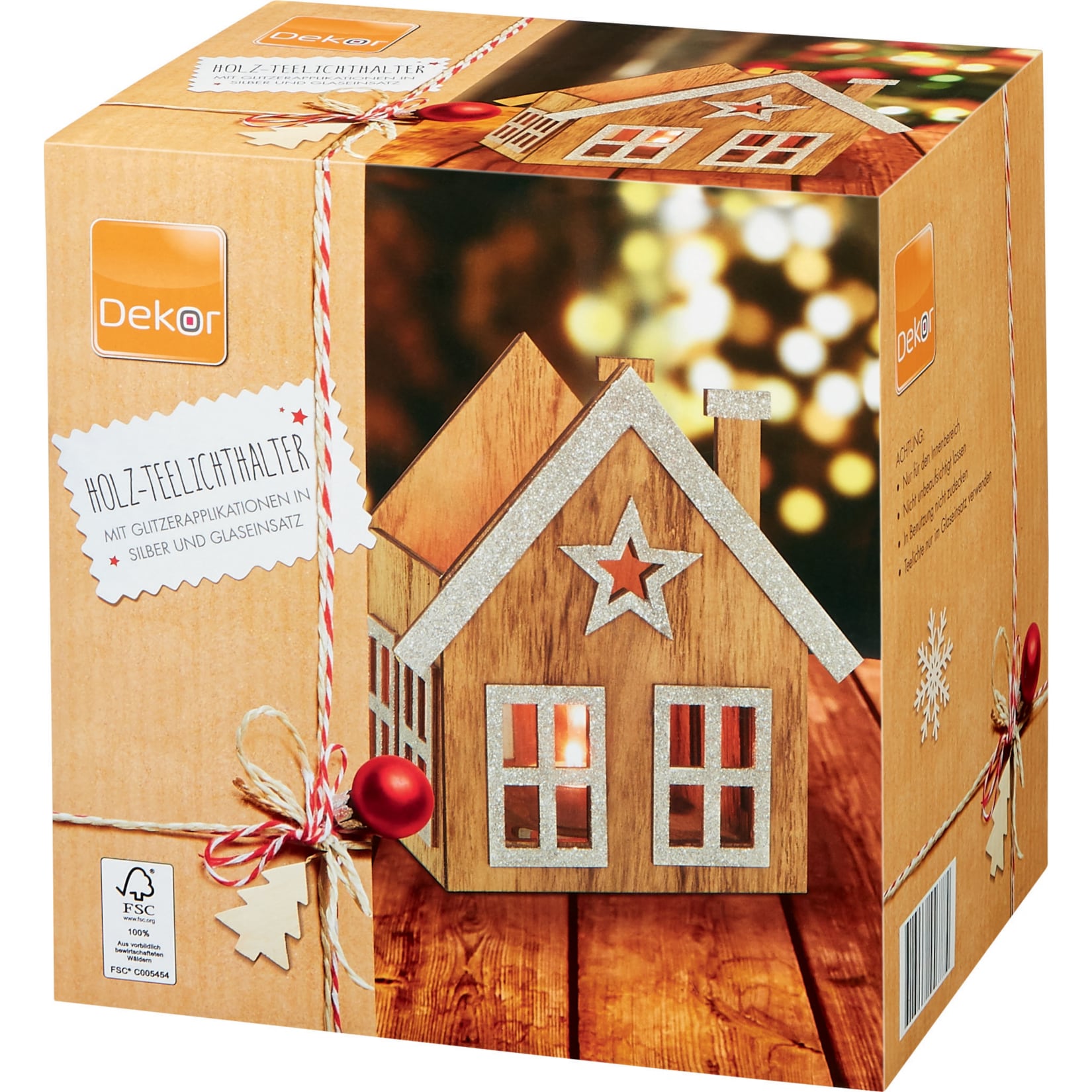 Weihnachtliche Teelichthalter wei&szlig; glitzer - Bild 1