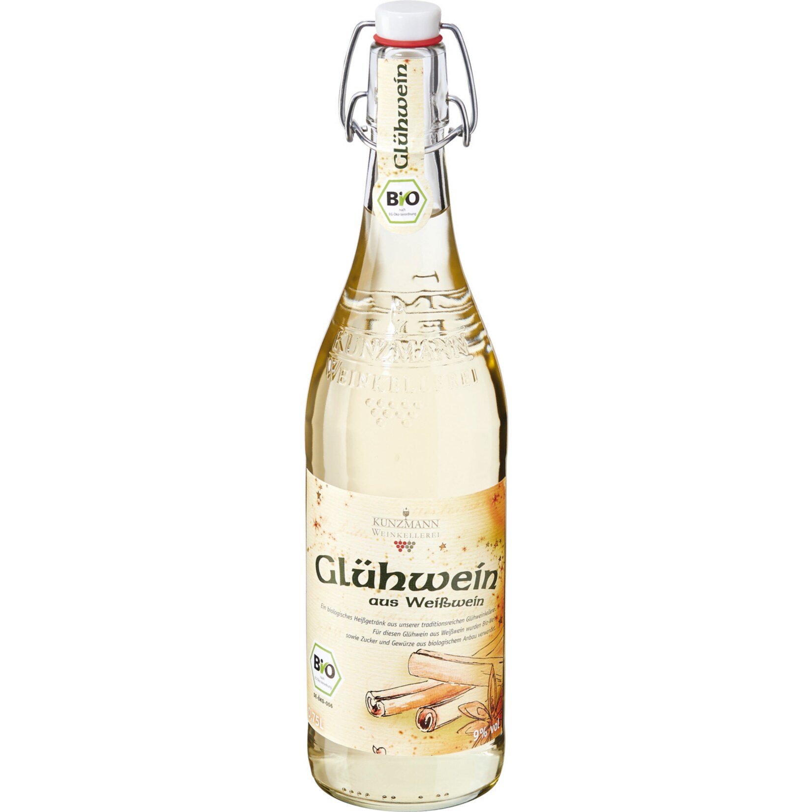 Kunzmann Bio Gl&uuml;hwein wei&szlig; 0,75 Liter - Bild 1
