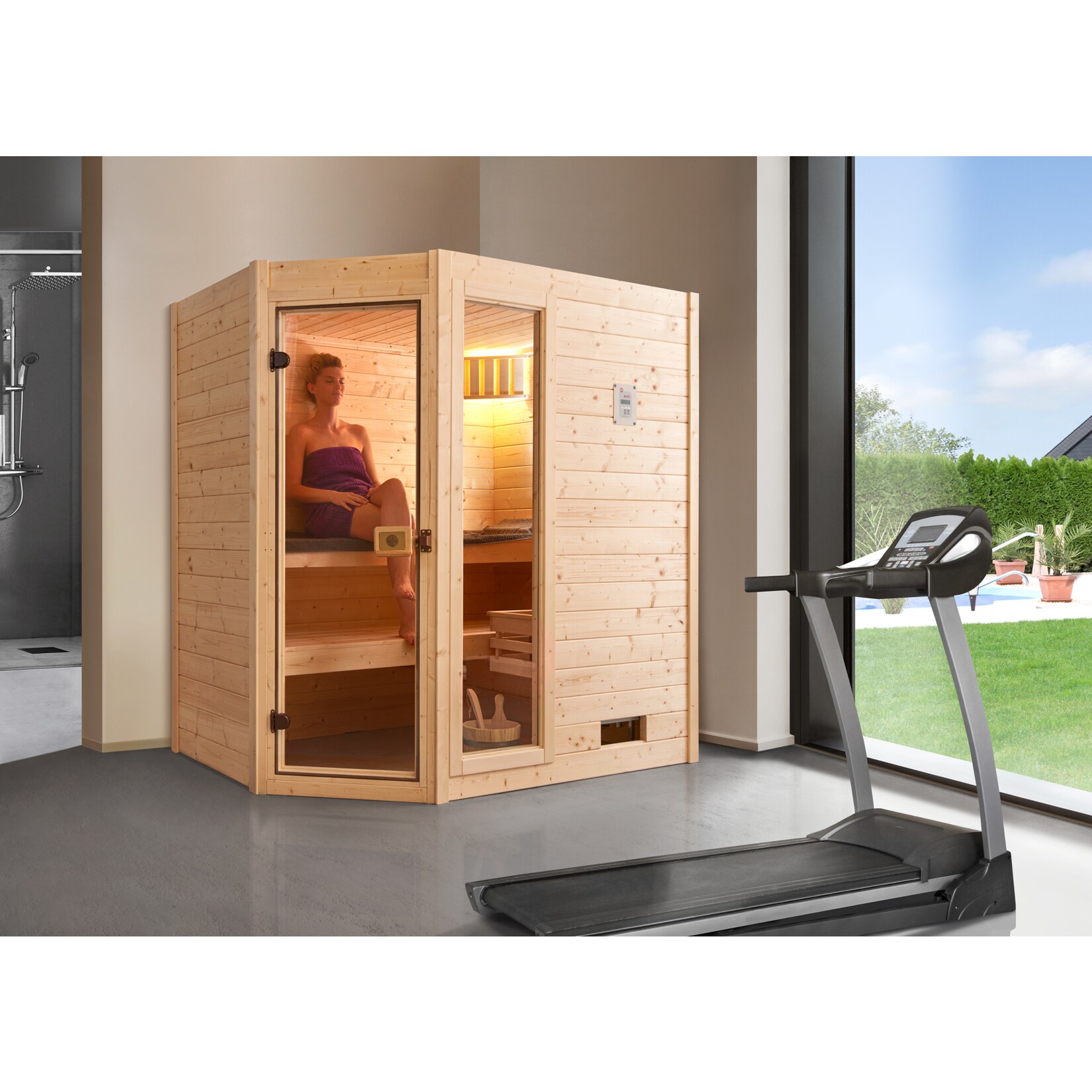 Weka Eck-Sauna Valida 1 mit Zusatzfenster, 189 x 203,5 x 139 cm - Bild 1