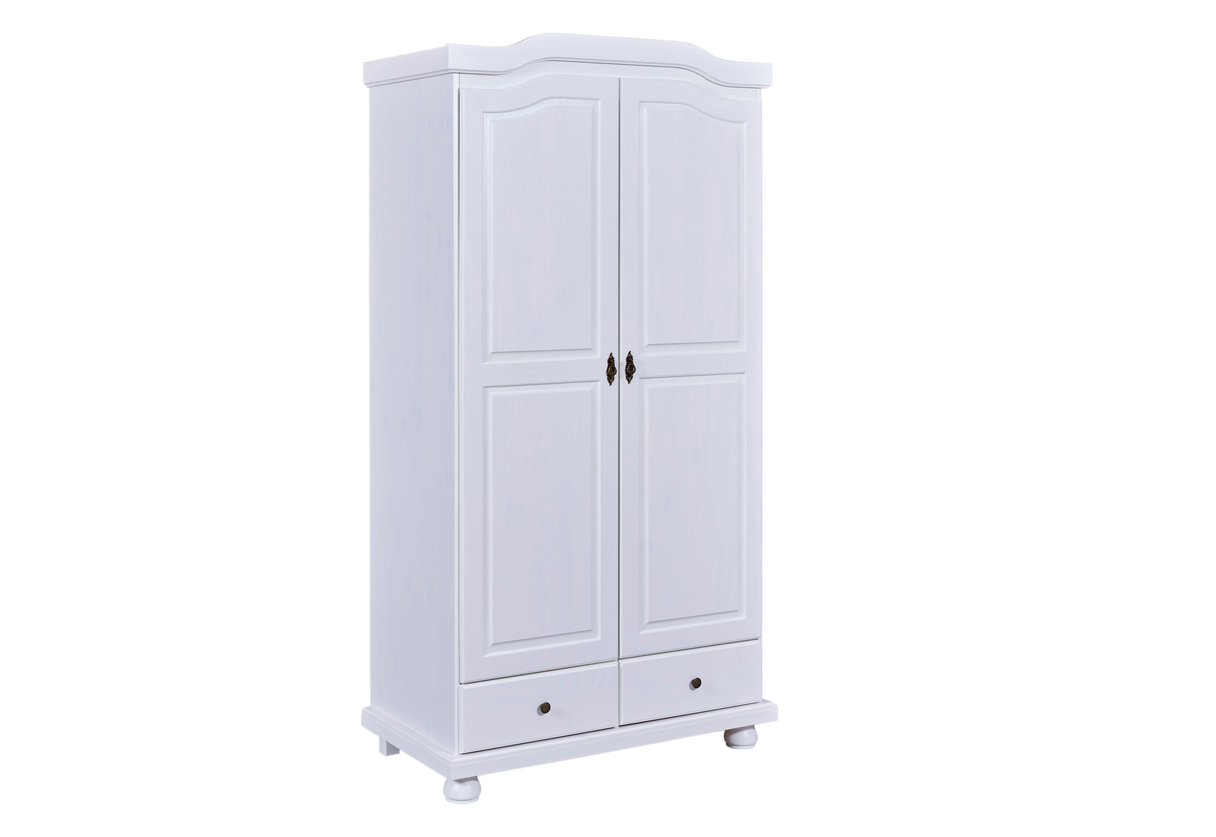 Inter Link Bauernschrank Reutte 2 T&uuml;ren und Schubladen Kiefer Massivholz weiss lackiert - Bild 1