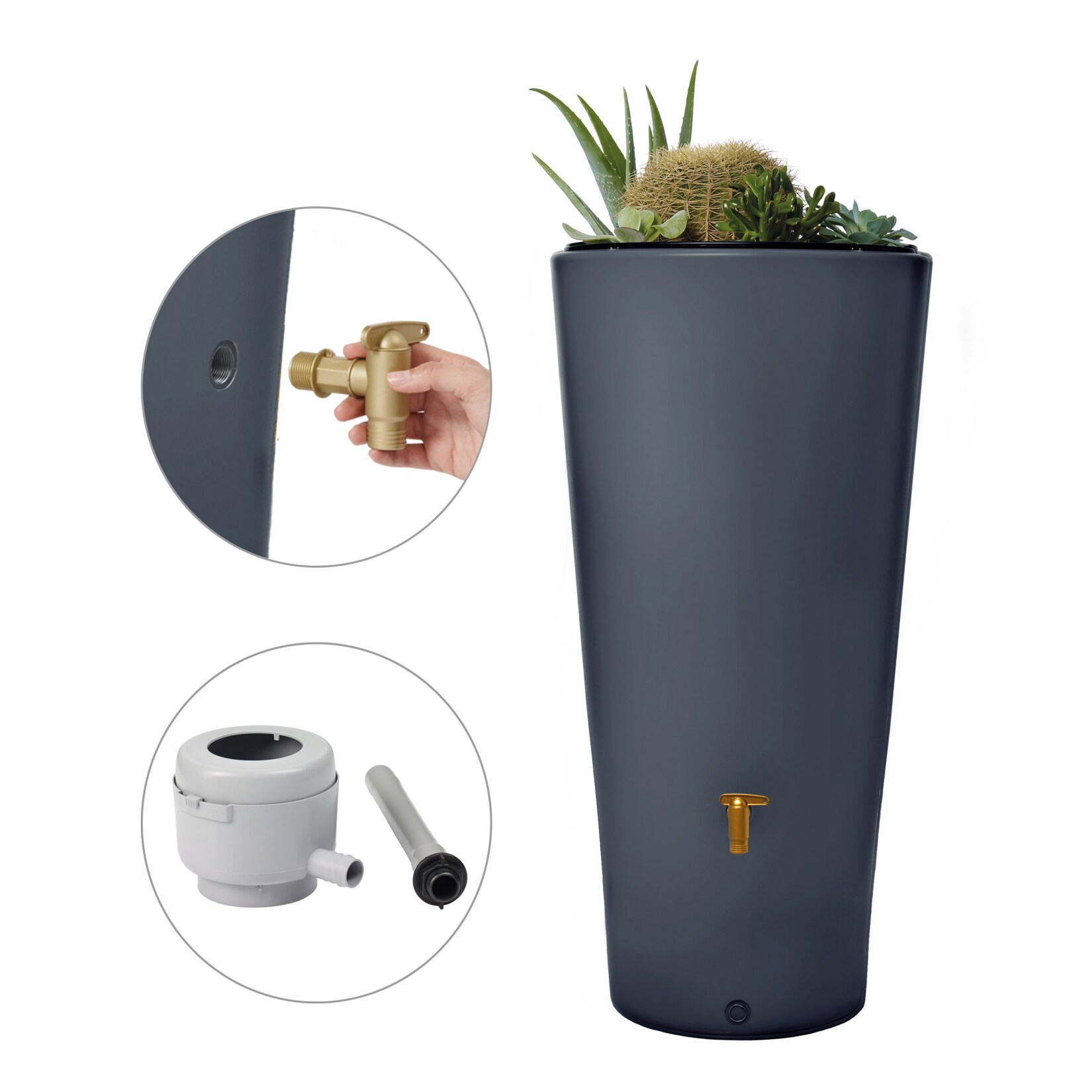 VASO 2in1 Regentonnen Komplett-Set 220 L graphite grey