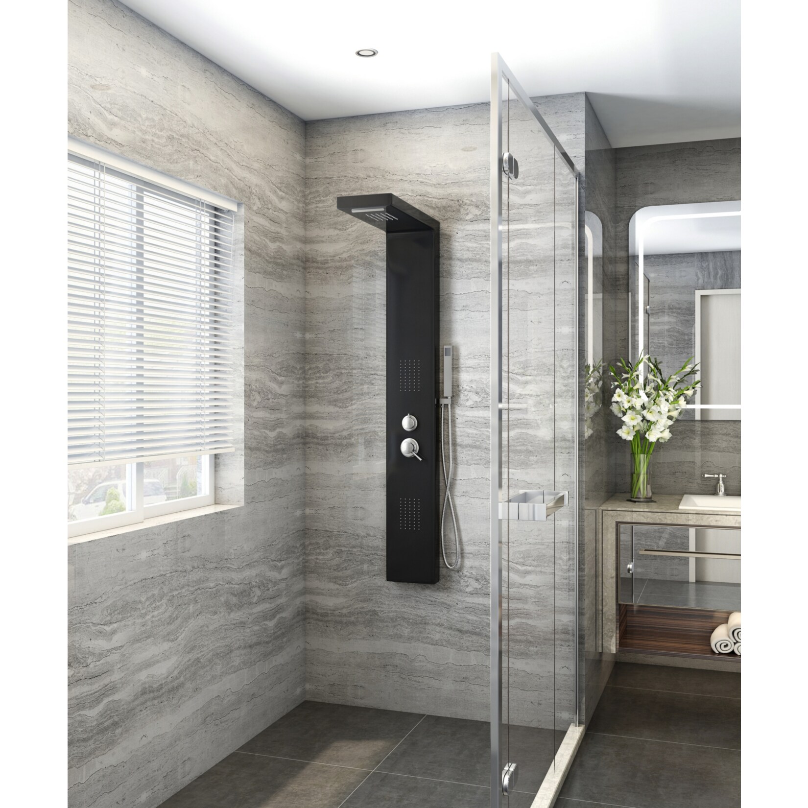 Home Deluxe Duschpaneel Cascata, schwarz | 04058166040725