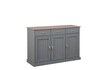 Inter Link FSC Sideboard Westerland 3 Türen und Schubladen Kiefer Massivholz grau und sepia, braun lackiert