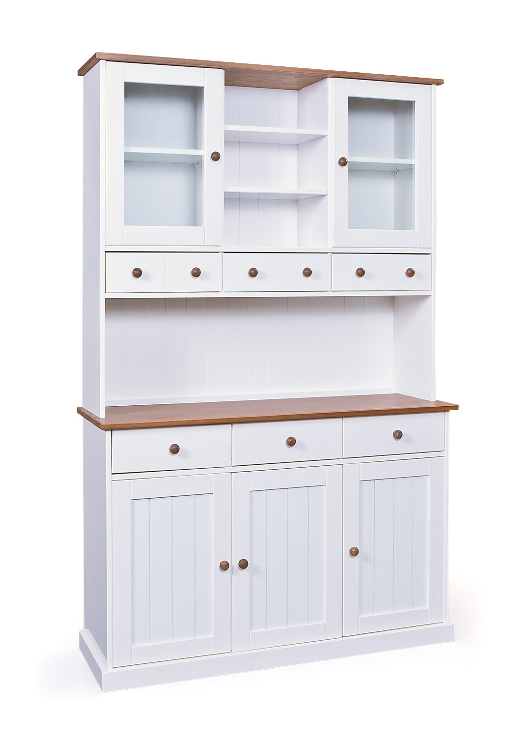 Inter Link FSC Buffet Bufferschrank Westerland – Kiefer Massivholz – 5 Türen, 6 Schubladen – Weiss, Sepia lackiert | 04010340214681