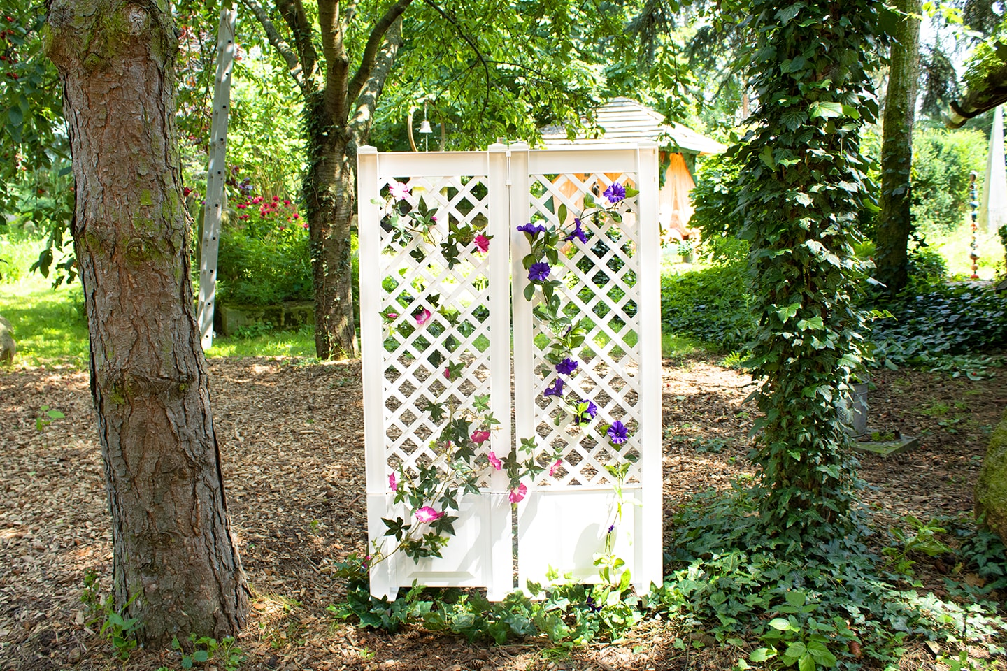 KHW Spalier mit Erdspie&szlig; 43 cm - 2er-Set, wei&szlig; - Bild 1