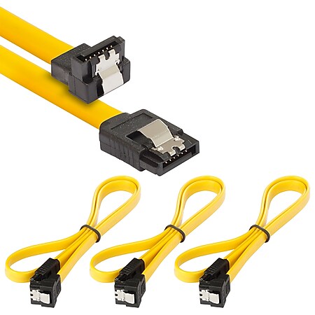 Poppstar 3x 0,5m S-ATA 3 Kabel (Stecker gerade auf gewinkelt), gelb - Bild 1