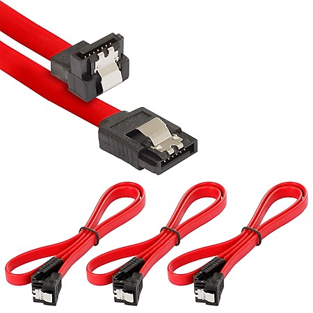 Poppstar 3x 0,5m S-ATA 3 Kabel (Stecker gerade auf gewinkelt), rot - Bild 1