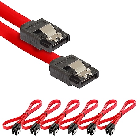 Poppstar 6x 0,5m S-ATA 3 Kabel (Stecker gerade), rot - Bild 1