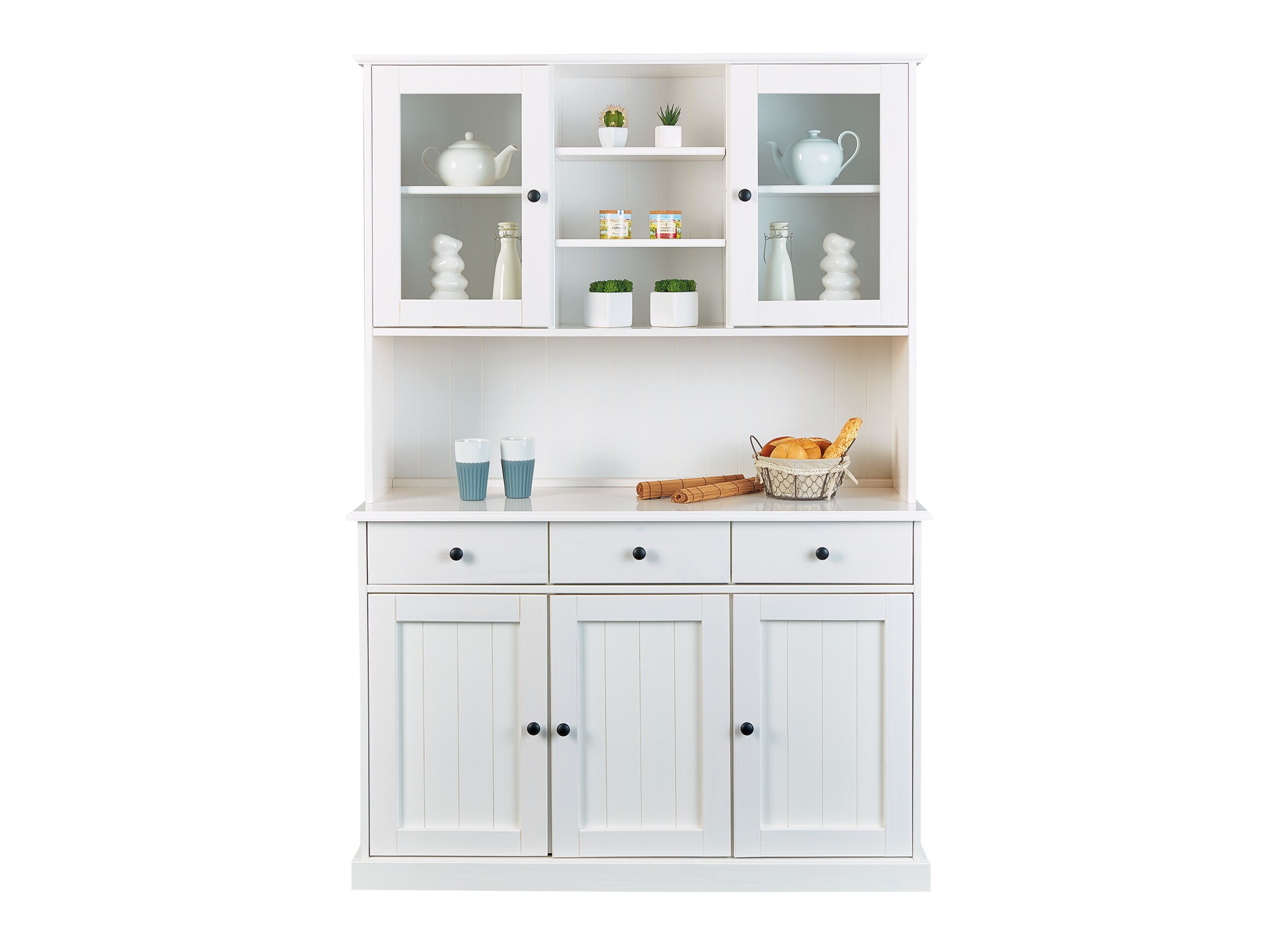 Inter Link FSC Buffet Buffetschrank Westerland - Kiefer Massivholz - 5 T&uuml;ren,3 Schubladen - Weiss lackiert - Bild 1