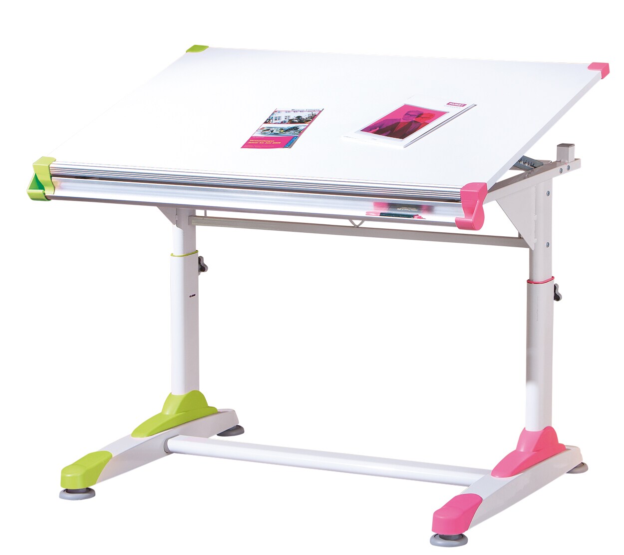 Inter Link Schülerschreibtisch 2Colorido in weiss, pink und grün | 04010340509442