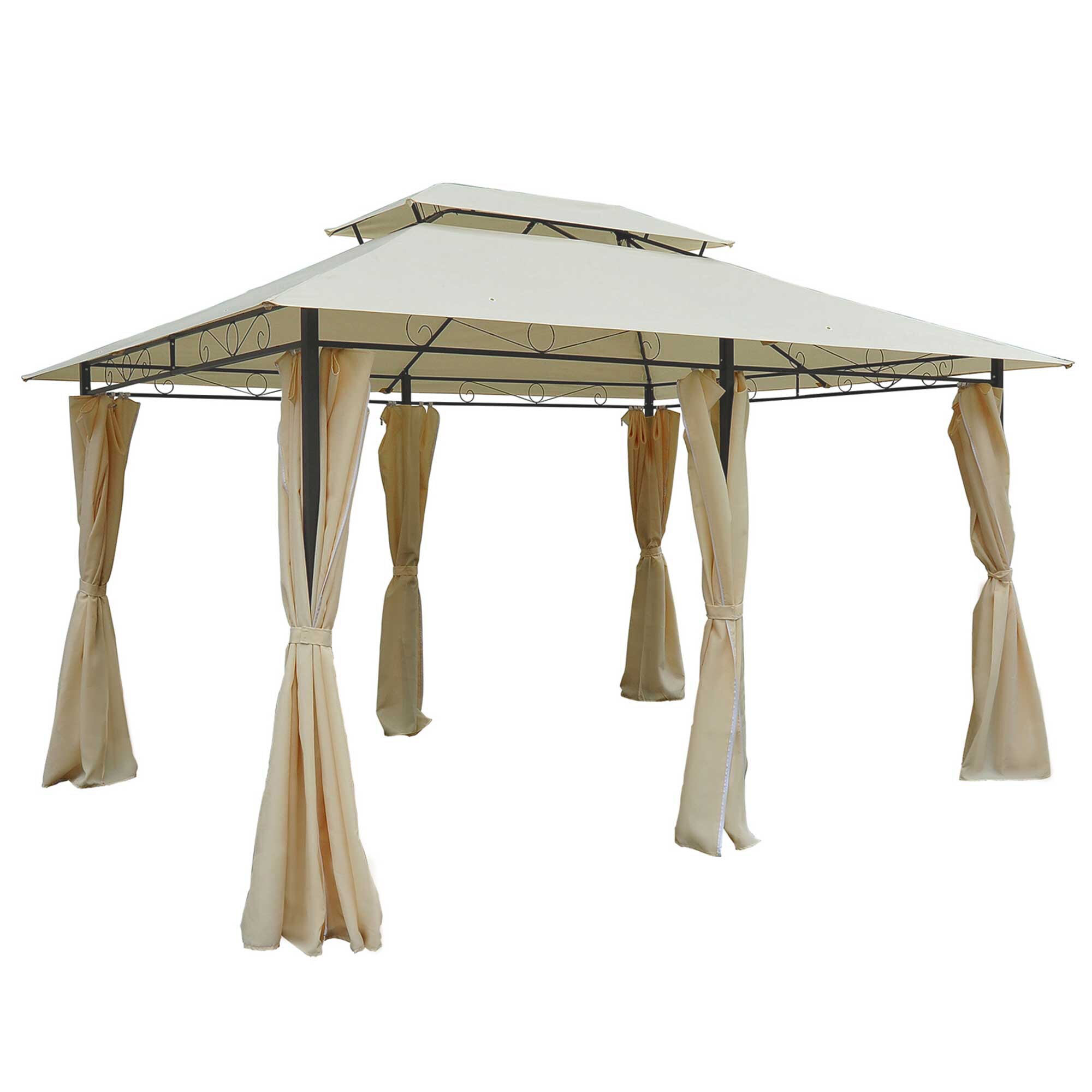 Outsunny Pavillon Stahl, 180g/m&sup2; Polyester - Bild 1