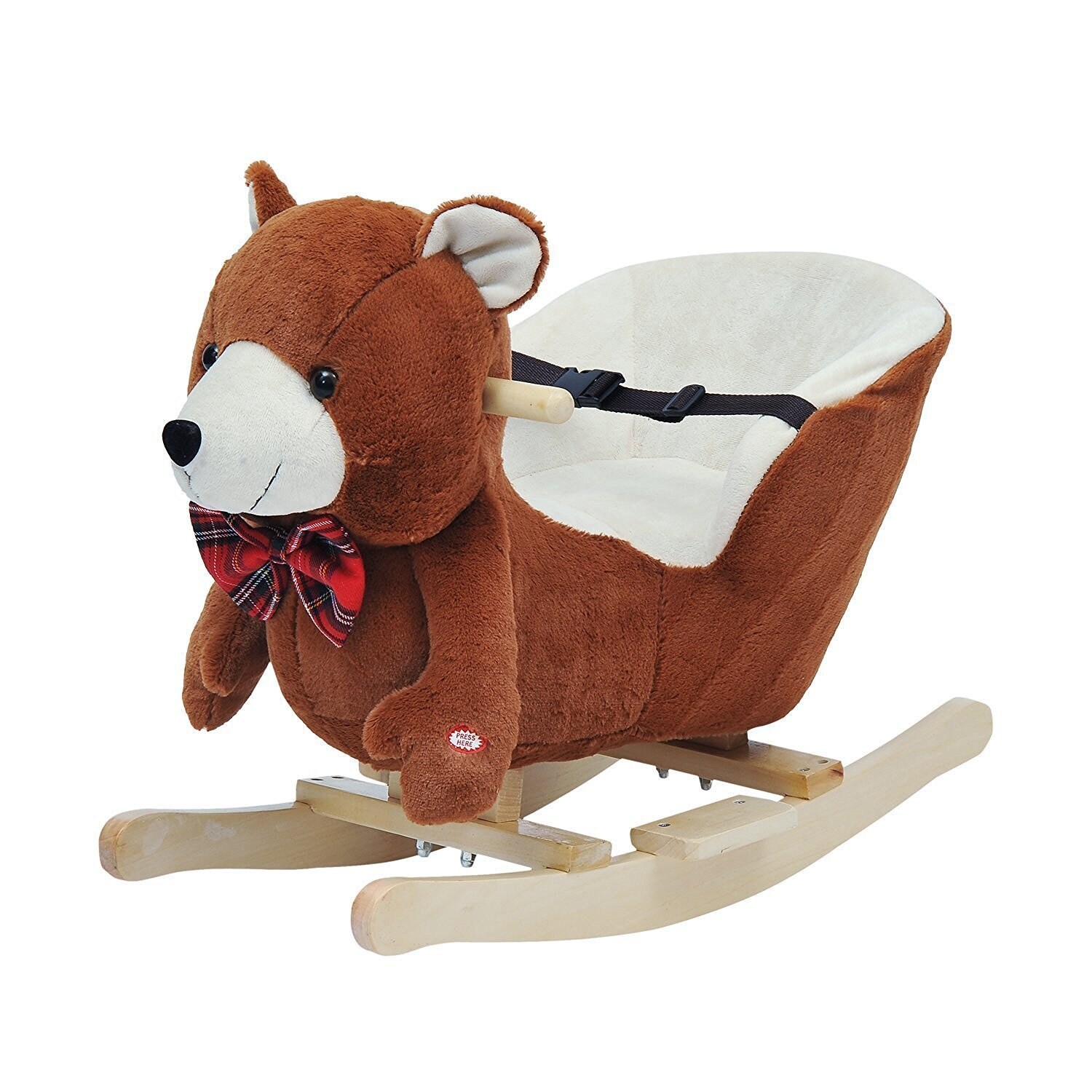 HOMCOM Schaukelpferd Pl&uuml;sch, Holz, Eisen - Bild 1