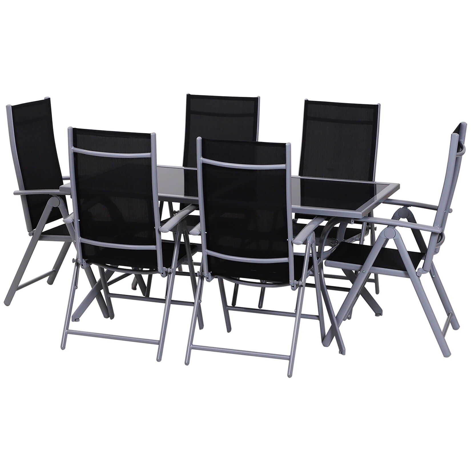 Outsunny Sitzgarnitur Aluminium, Texteline-Stoff, Sicherheitsglas | 04250871234783