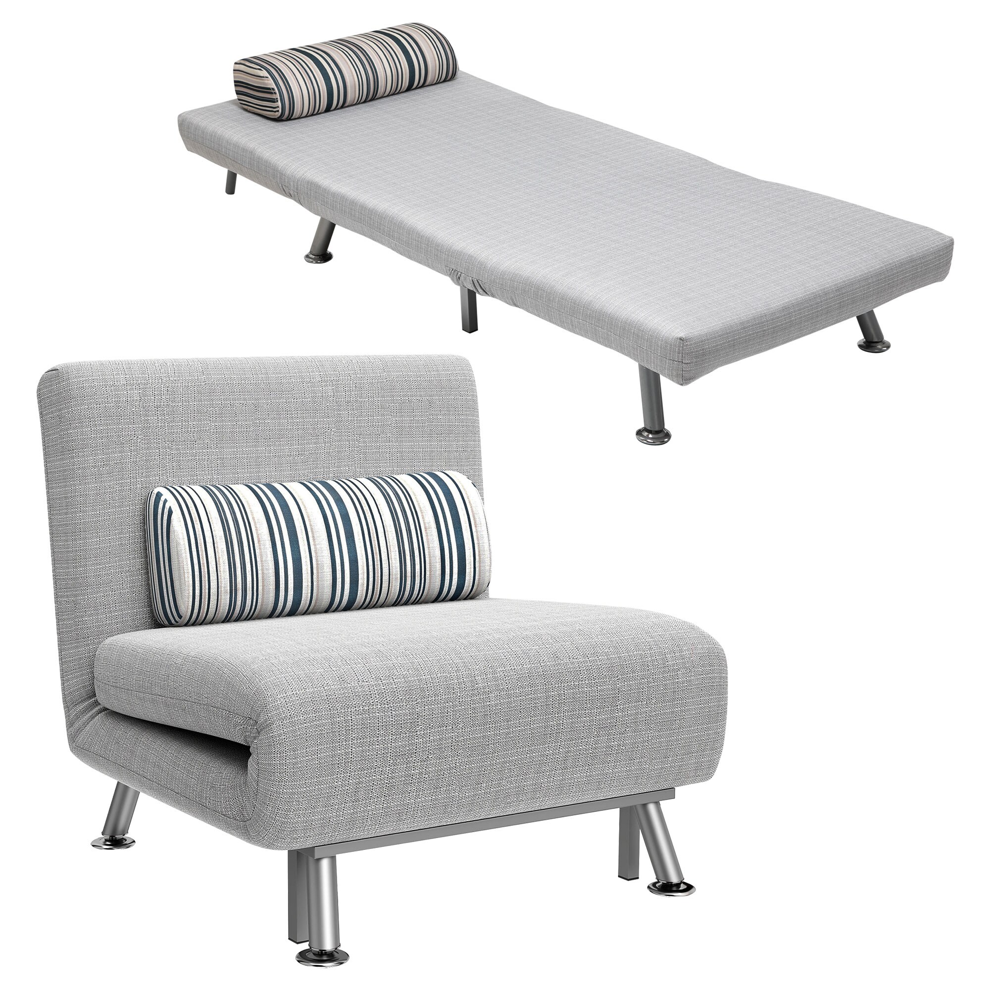 HOMCOM Schlafsessel Leinenimitat(100% Polyester), Metall - Bild 1