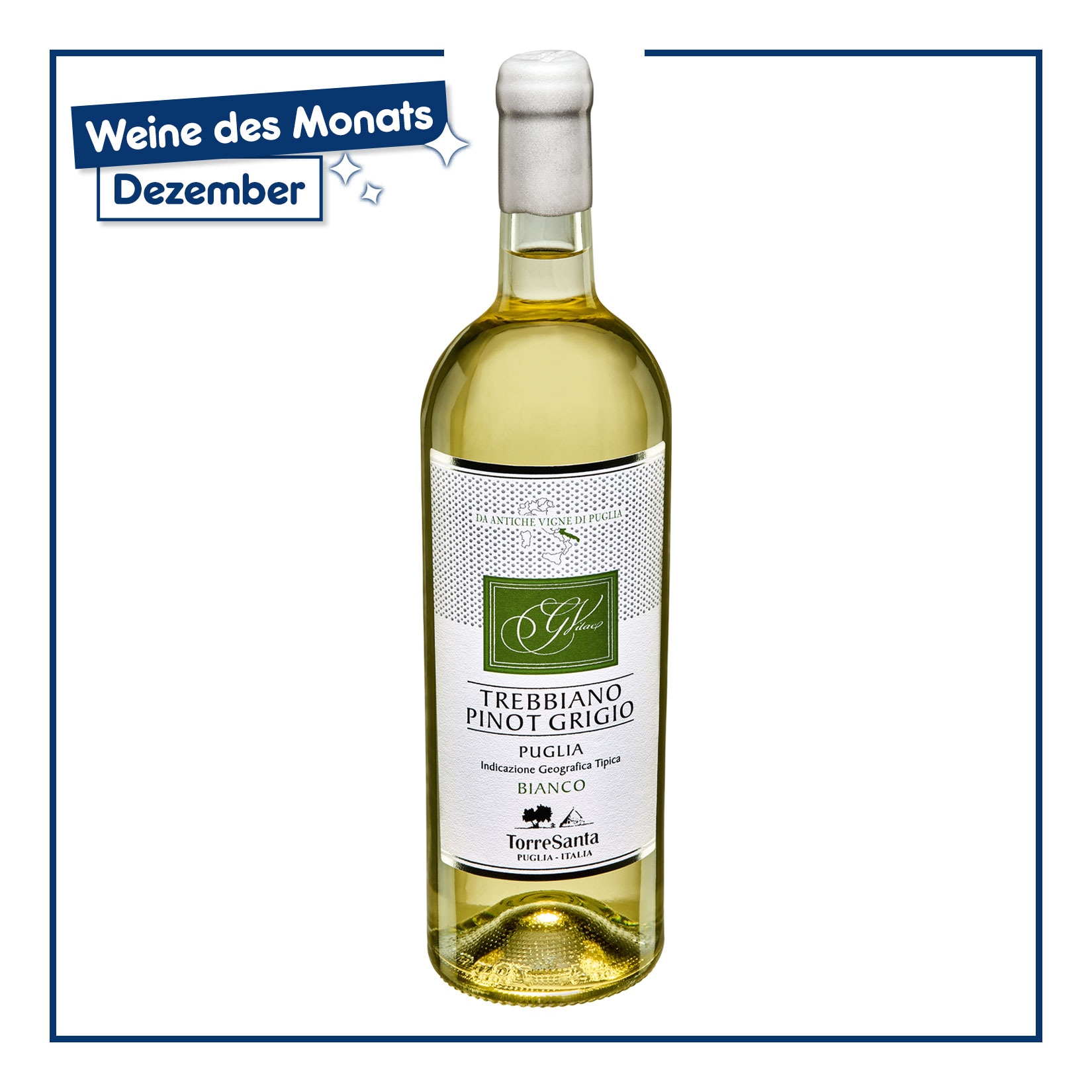 Torre Santa Trebbiano Pinot Grigio Puglia IGT 11,5 % vol 0,75 Liter - Bild 1