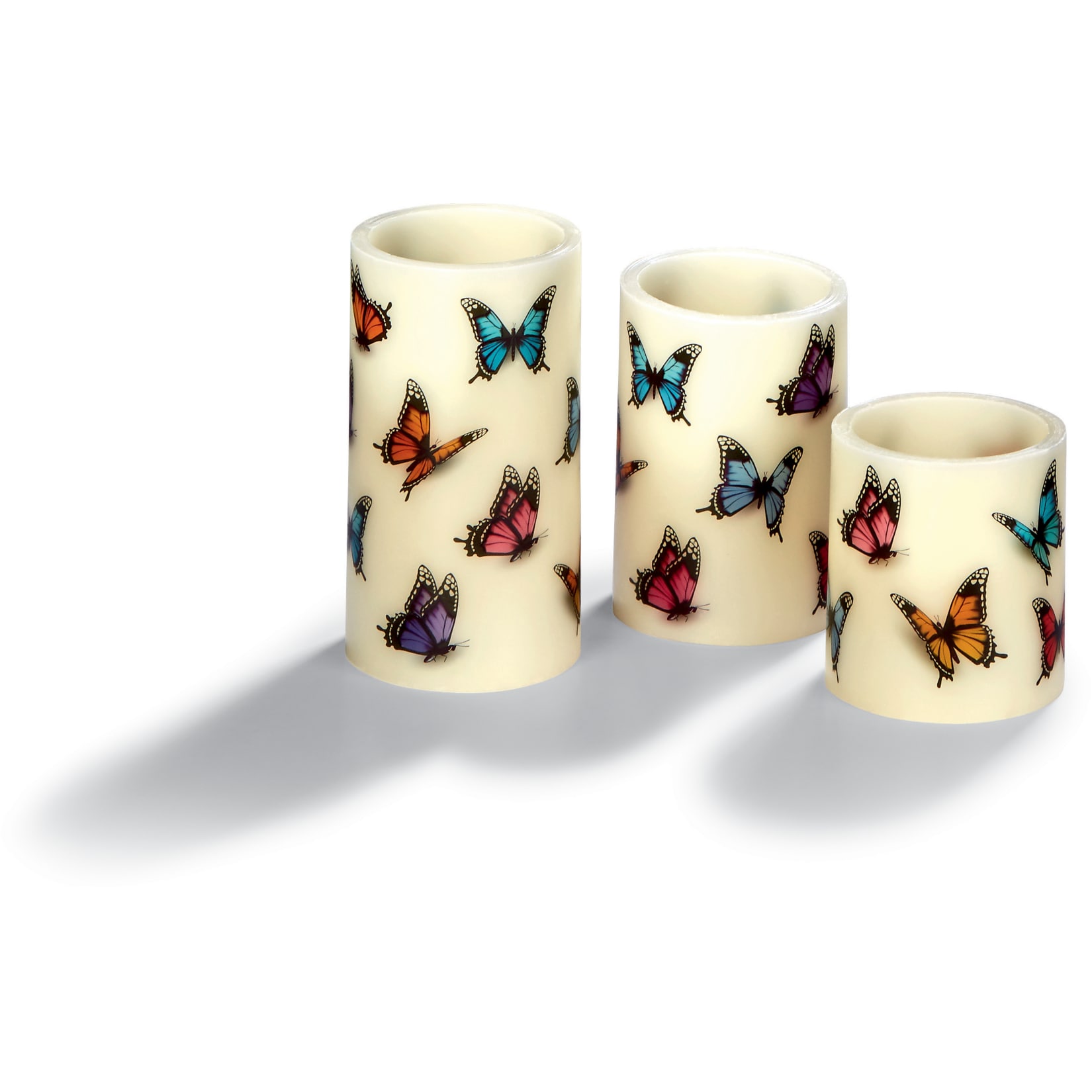 LED Echtwachskerze 3er Schmetterling - Bild 1