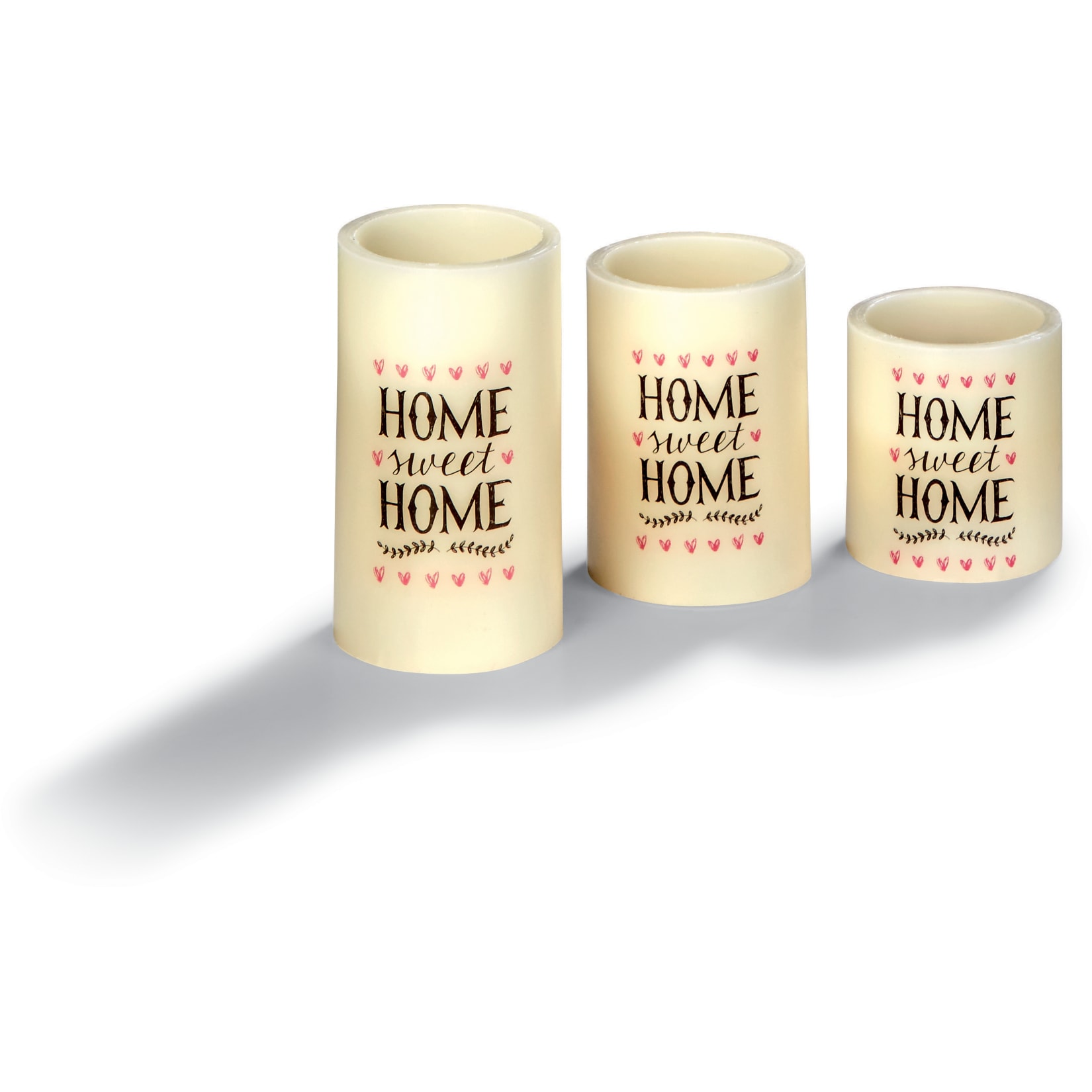 LED Echtwachskerze 3er Home sweet home - Bild 1