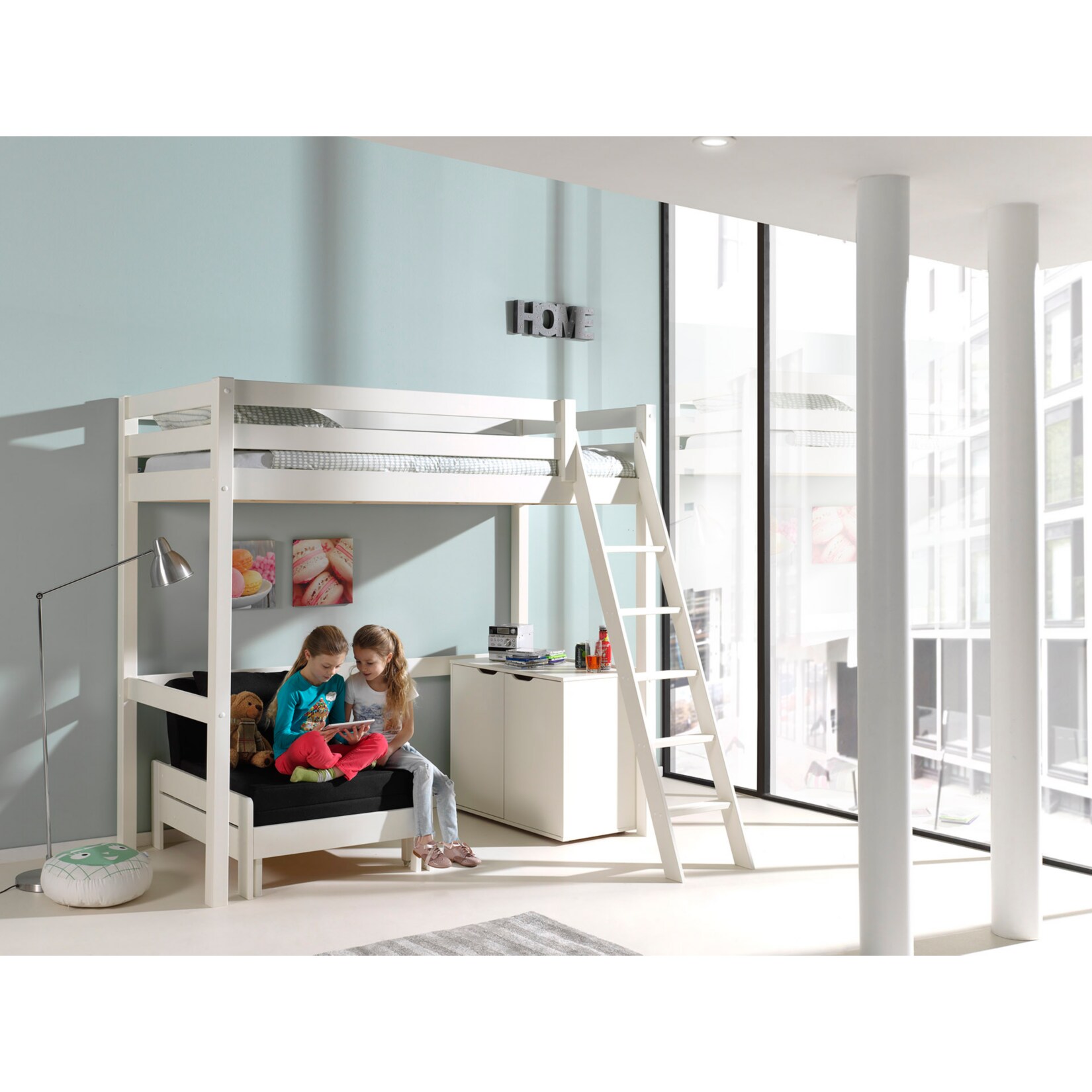 Vipack Hochbett inkl. Kommode und Sessel Kiefer massiv 90 x 200 cm, weiß | 05420070228640
