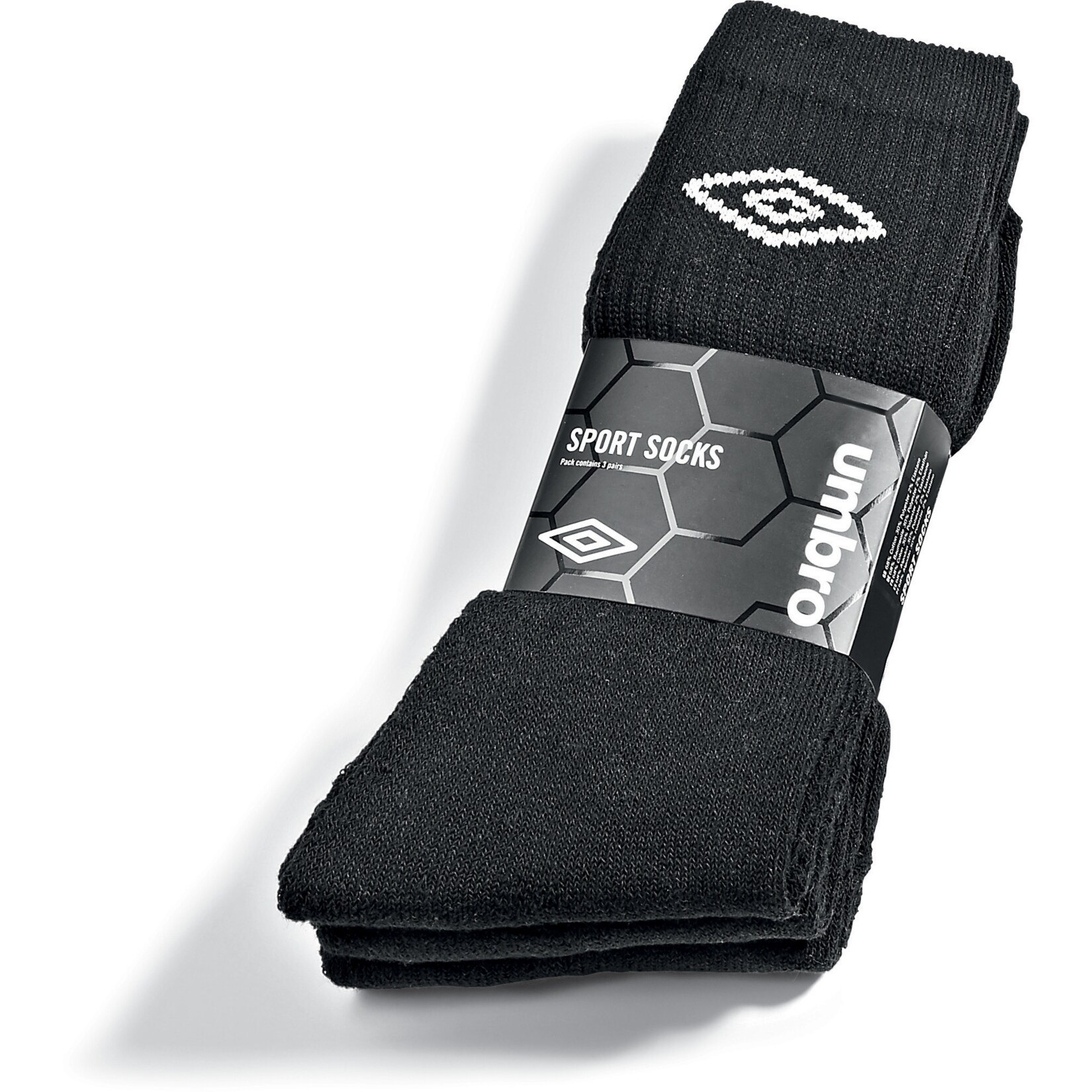 Umbro Sportsocken - 3er Pack, schwarz mit wei&szlig;em Logo, Gr. 43-46 - Bild 1