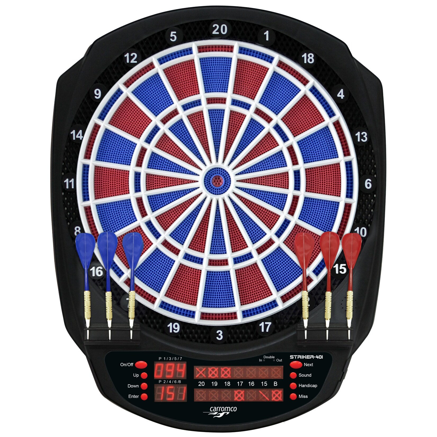 CARROMCO ELEKTRONIK DARTBOARD STRIKER-401, MIT ADAPTER, 2-LOCH ABSTAND | 04011796924469