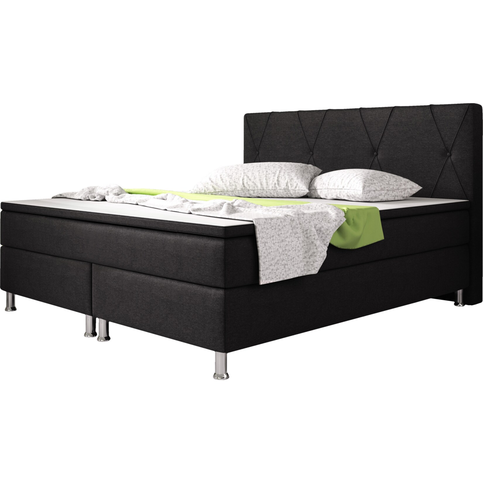 Inter Trading Boxspringbett Boston 180x200 cm schwarz