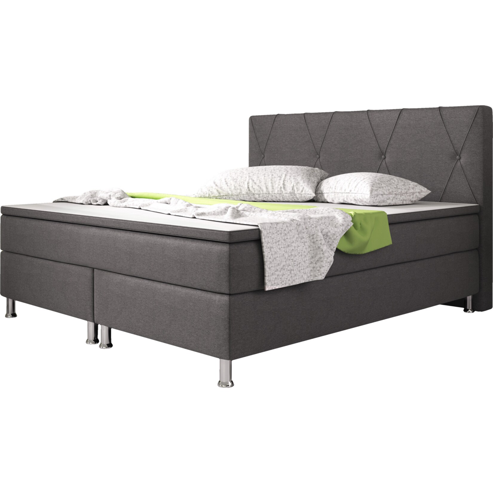 Inter Trading Boxspringbett Boston 180x200 cm anthrazit