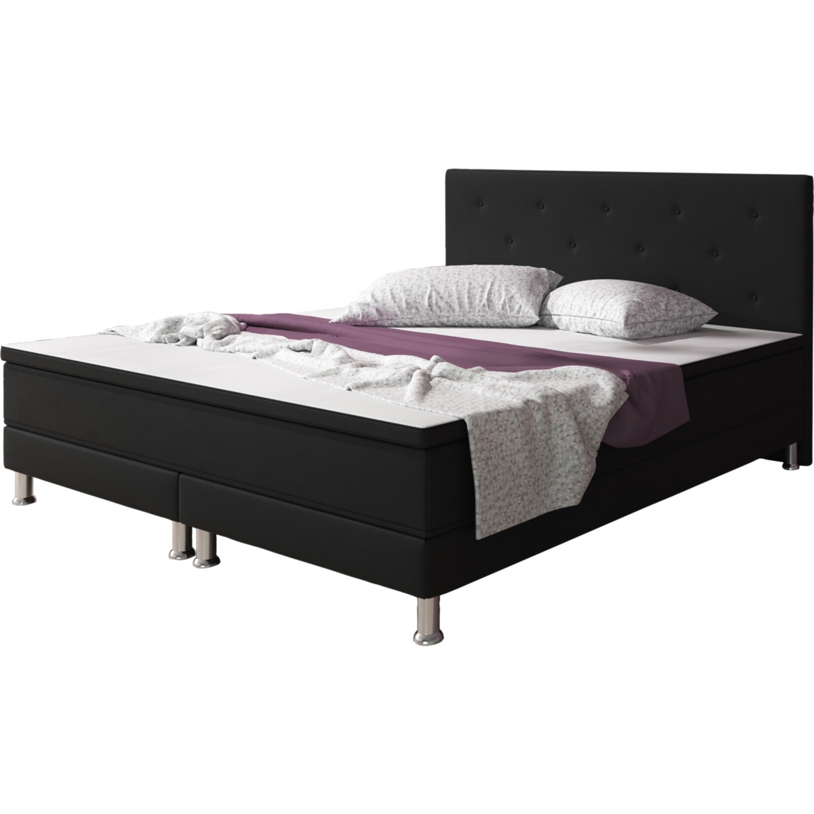 Inter Trading Boxspringbett Esra 180x200 Webstoff Schwarz - Bild 1