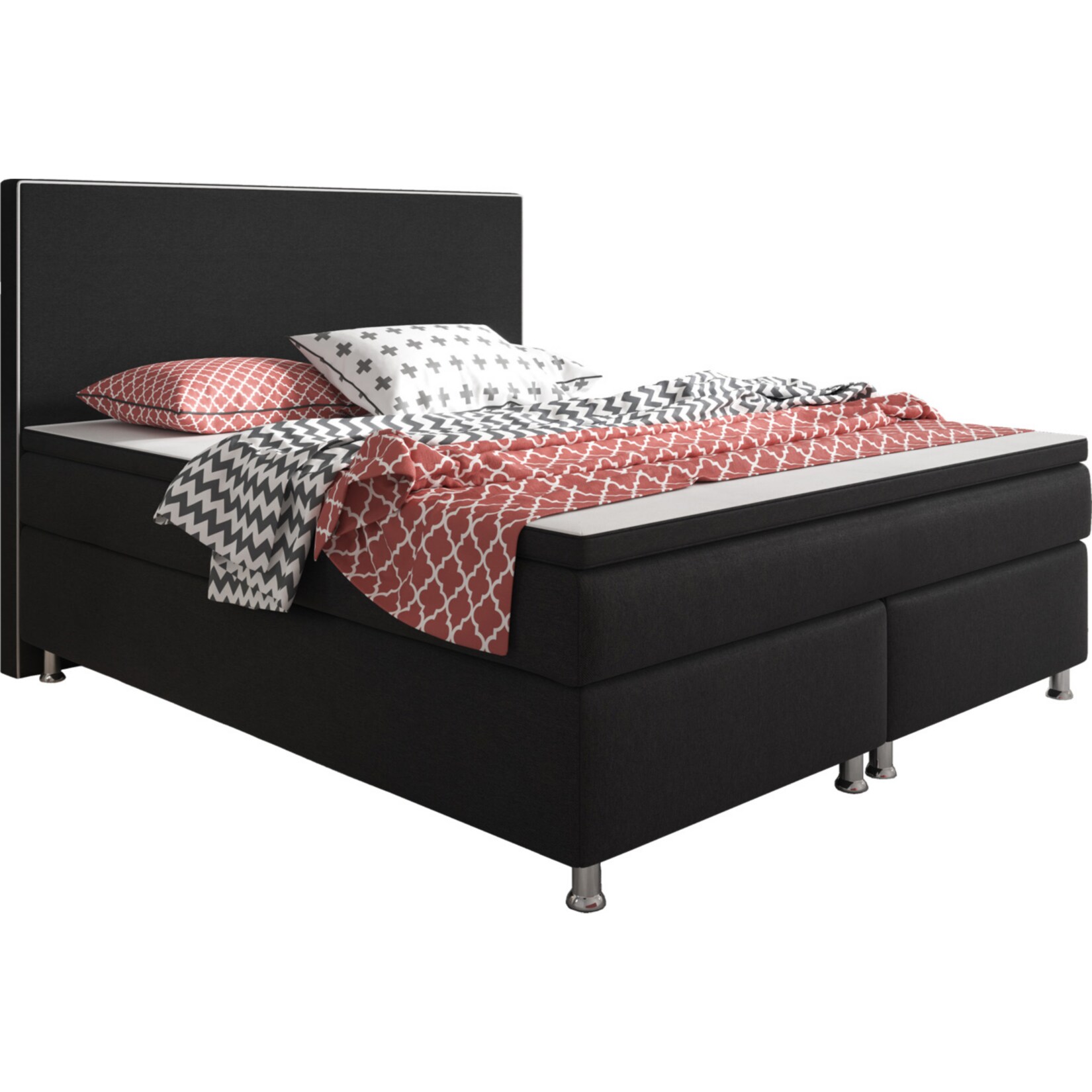 Inter Handels Boxspringbett King Size 180 x 200 cm Schwarz – versch. Farben | 04260263717732