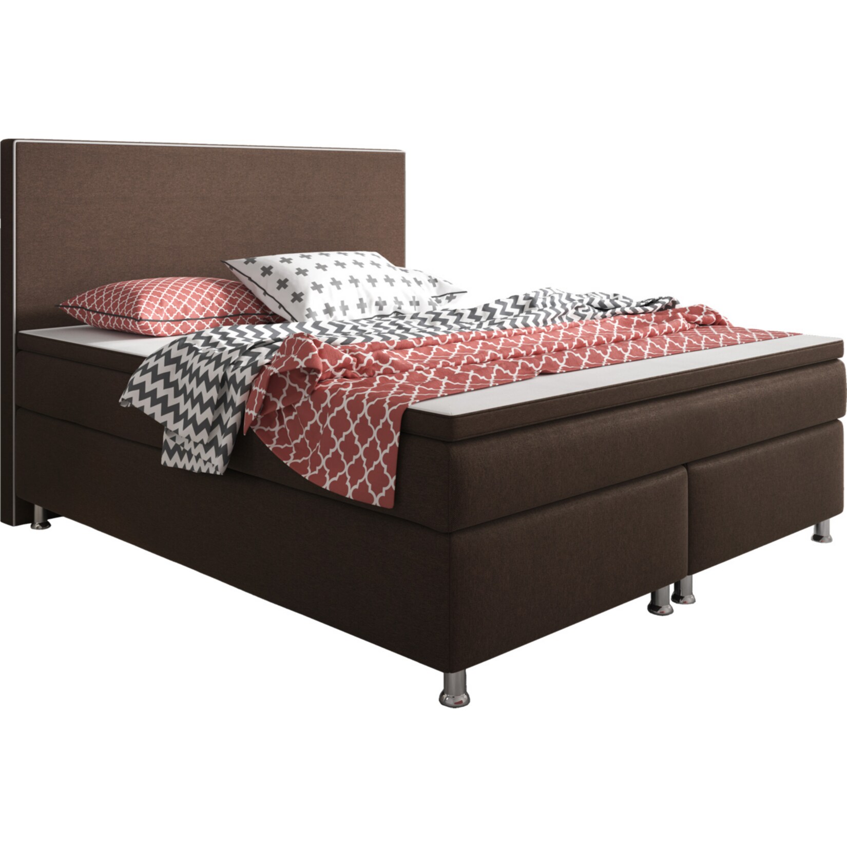 Inter Trading Boxspringbett King Size 180 x 200 cm Braun - versch. Farben