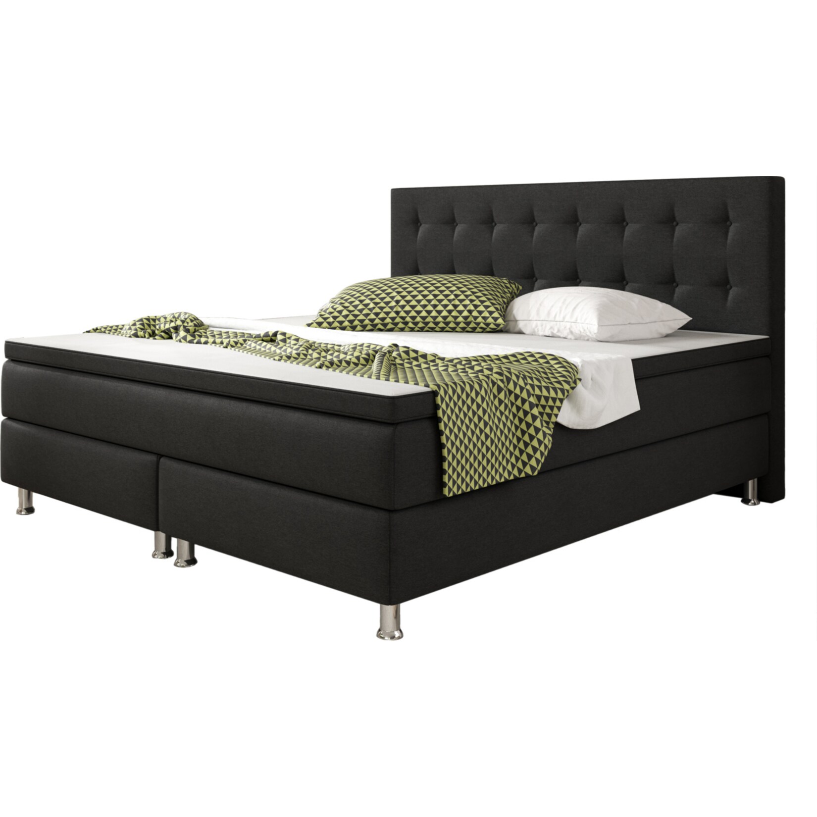 Inter Trading Boxspringbett Köln 180 x 200 cm,vers. Farben- schwarz | 04260263718234