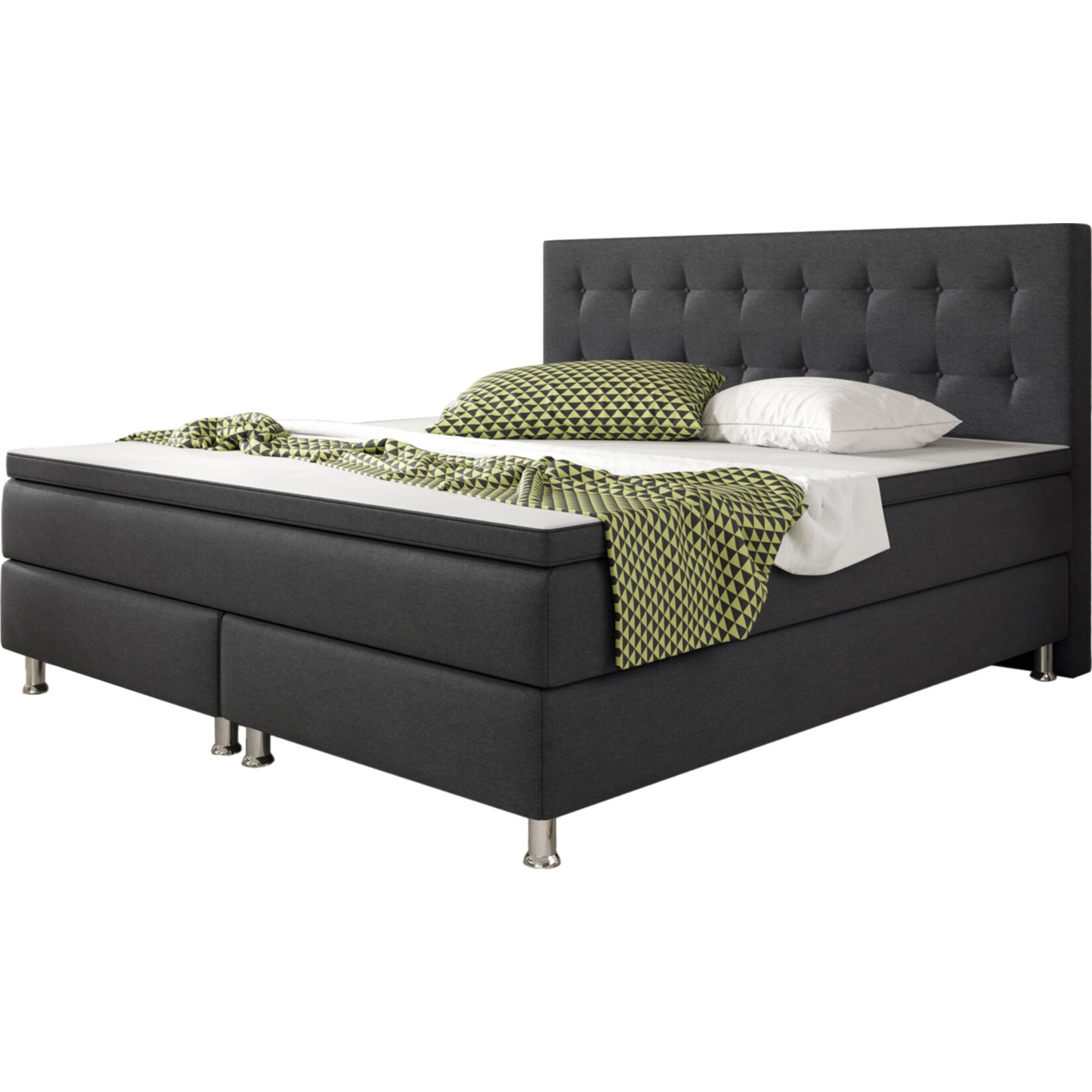 Inter Trading Boxspringbett K&ouml;ln 180 x 200 cm, vers. Farben - anthrazit - Bild 1