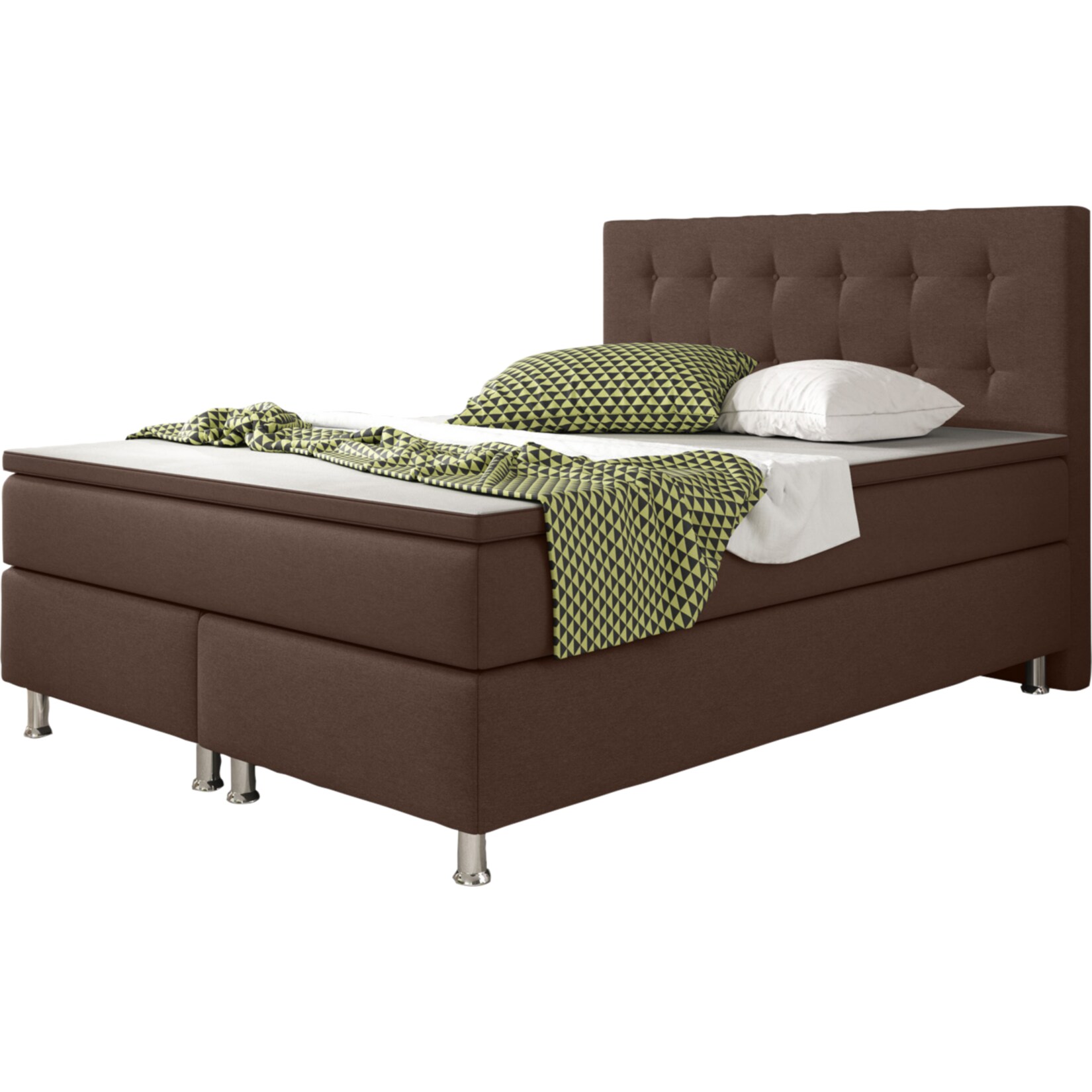 Inter Trading Boxspringbett K&ouml;ln 140 x 200 cm, braun - Bild 1