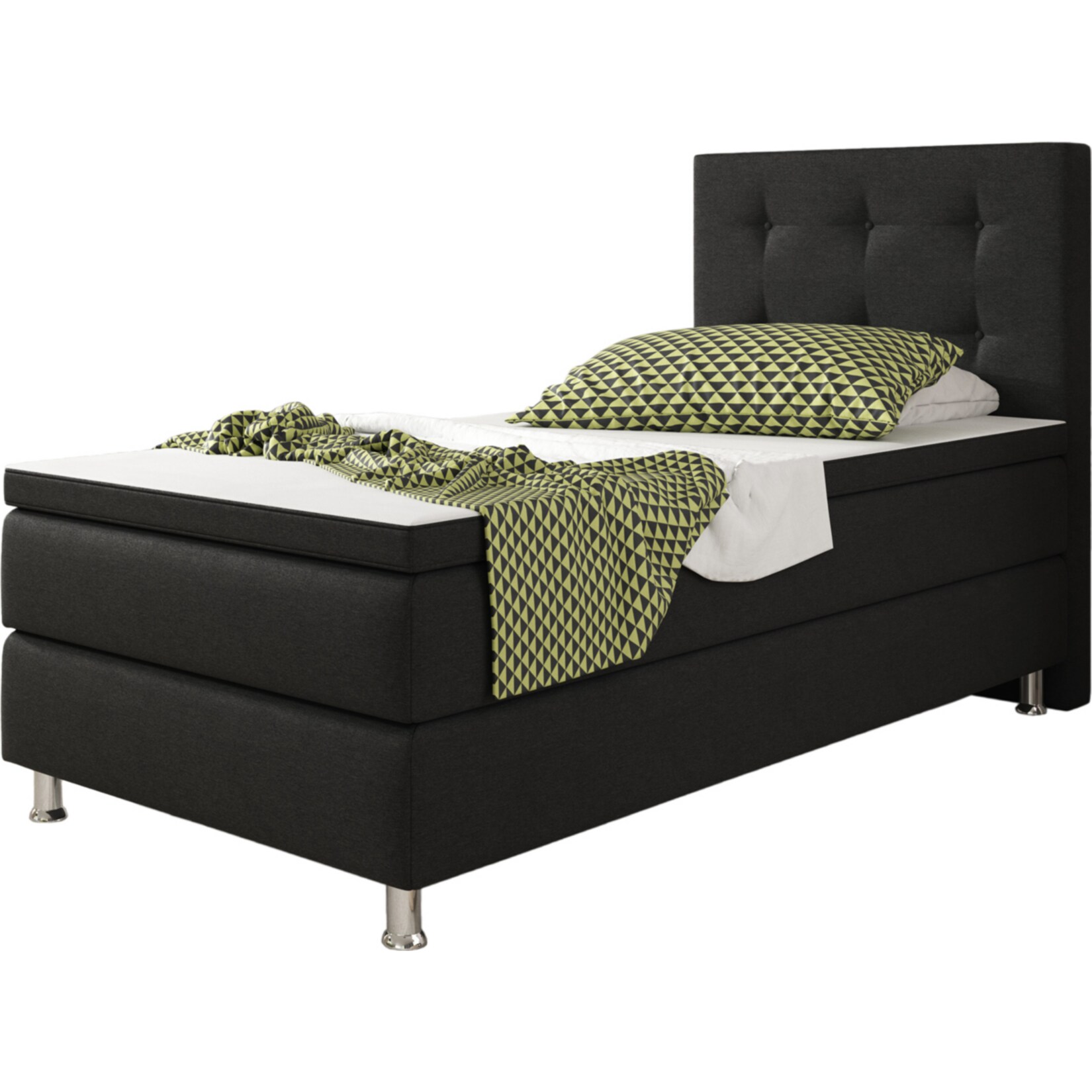 Inter Trading Boxspringbett K&ouml;ln 90 x 200 cm, schwarz - Bild 1