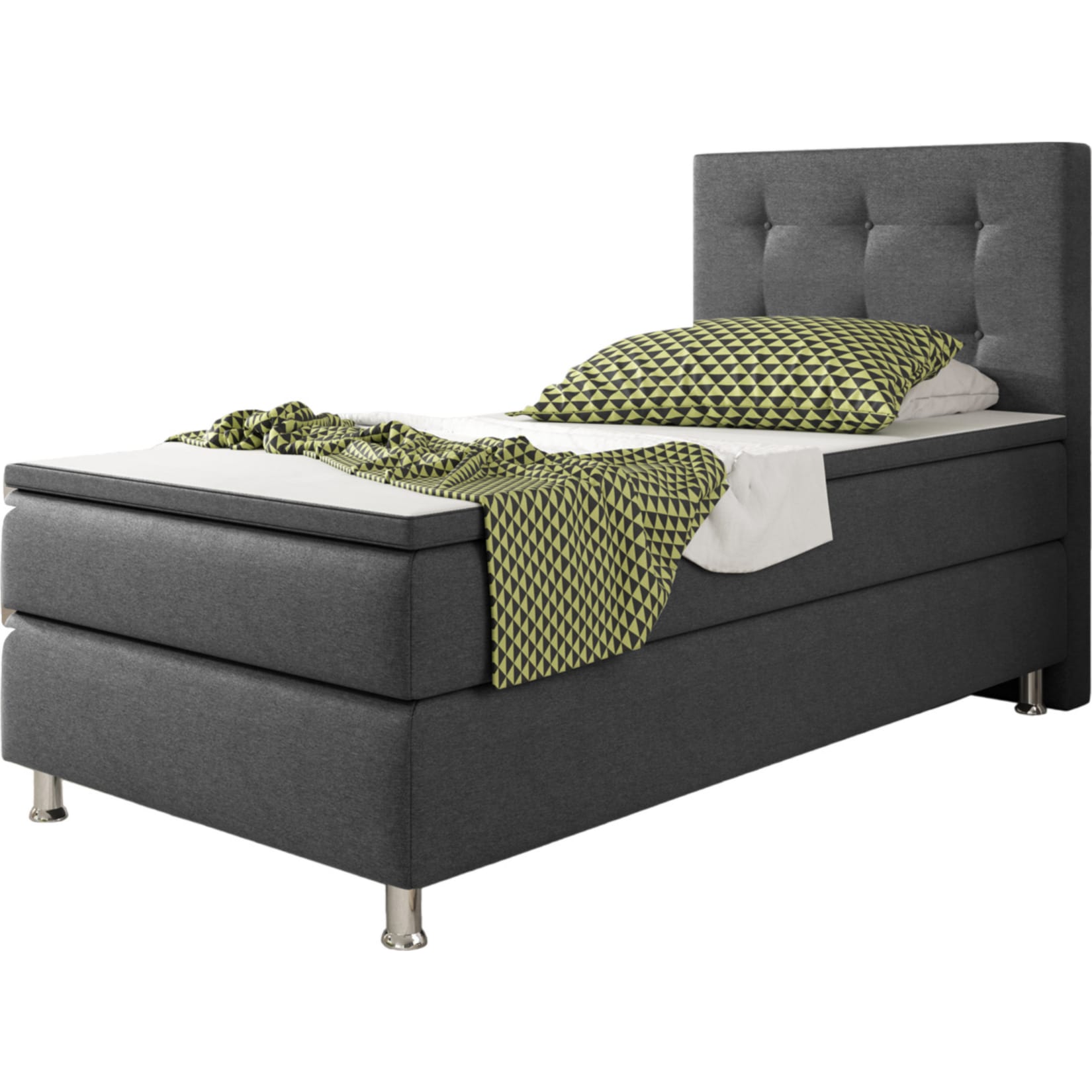 Inter Trading Boxspringbett K&ouml;ln 90 x 200 cm, anthrazit - Bild 1