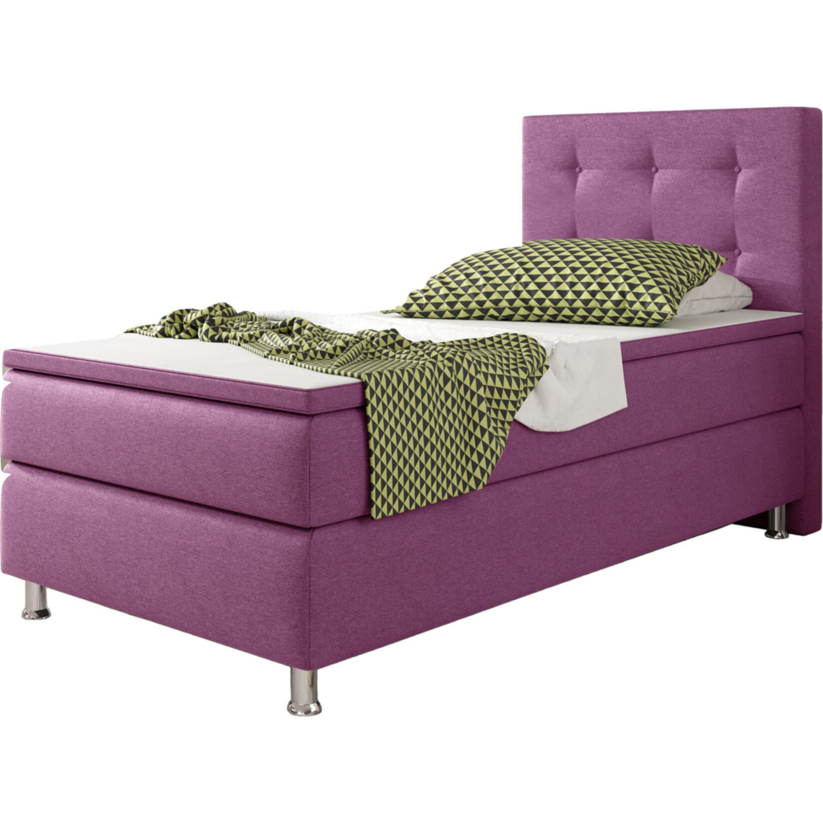 Inter Trading Boxspringbett K&ouml;ln 90 x 200 cm, pink - Bild 1