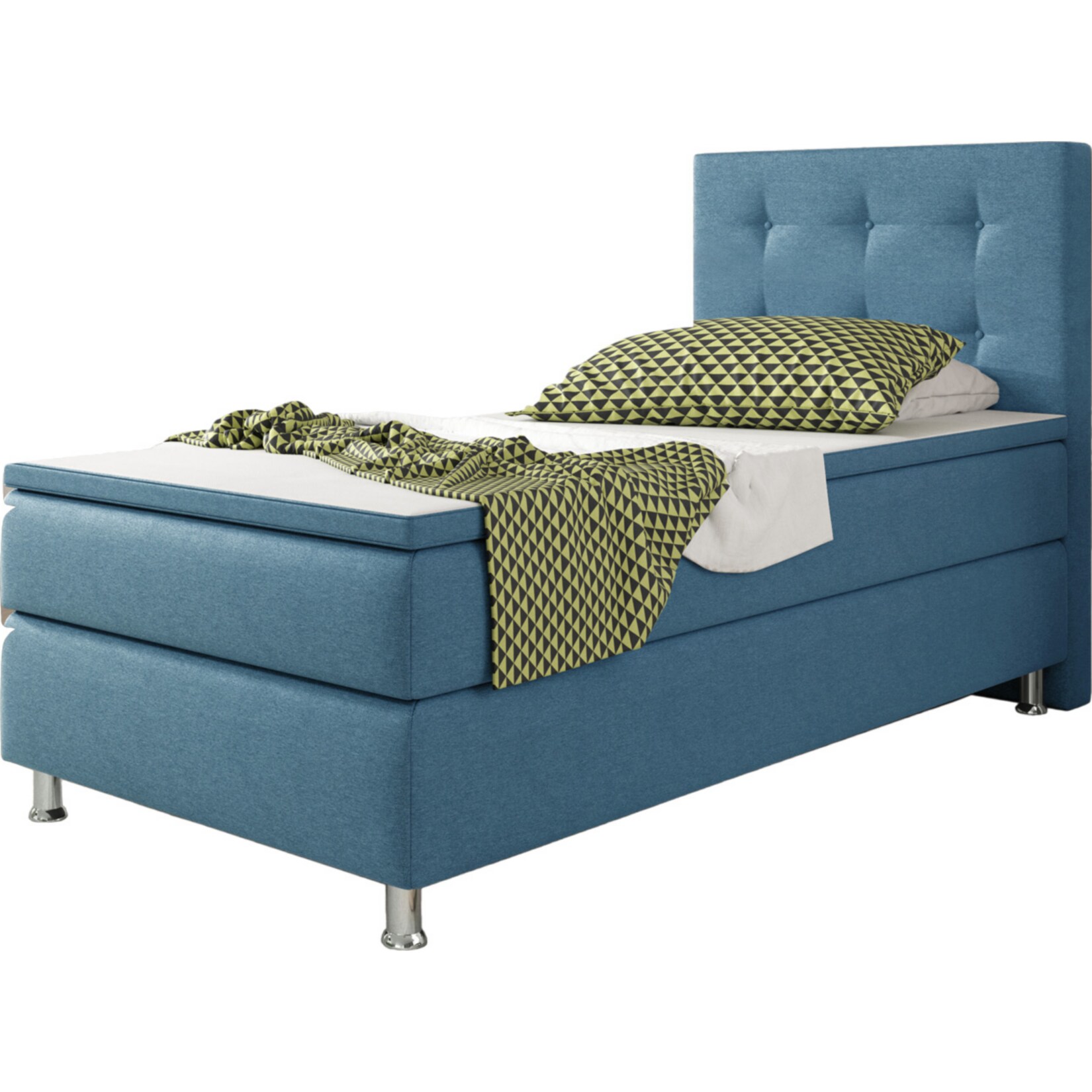 Inter Trading Boxspringbett K&ouml;ln 90 x 200 cm, blau - Bild 1