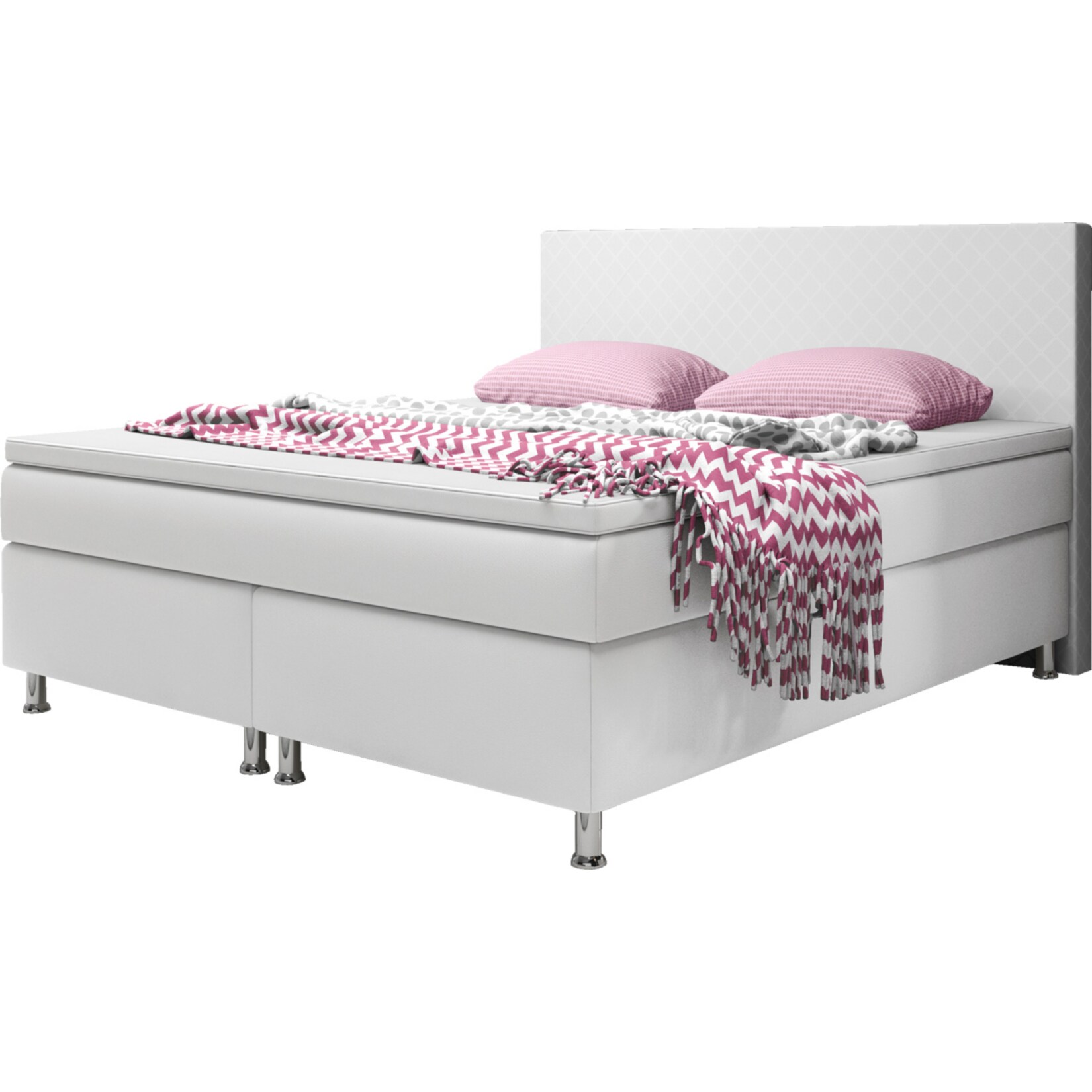 Inter Trading Boxspringbett Madrid 180 x 200 cm wei&szlig; - Bild 1