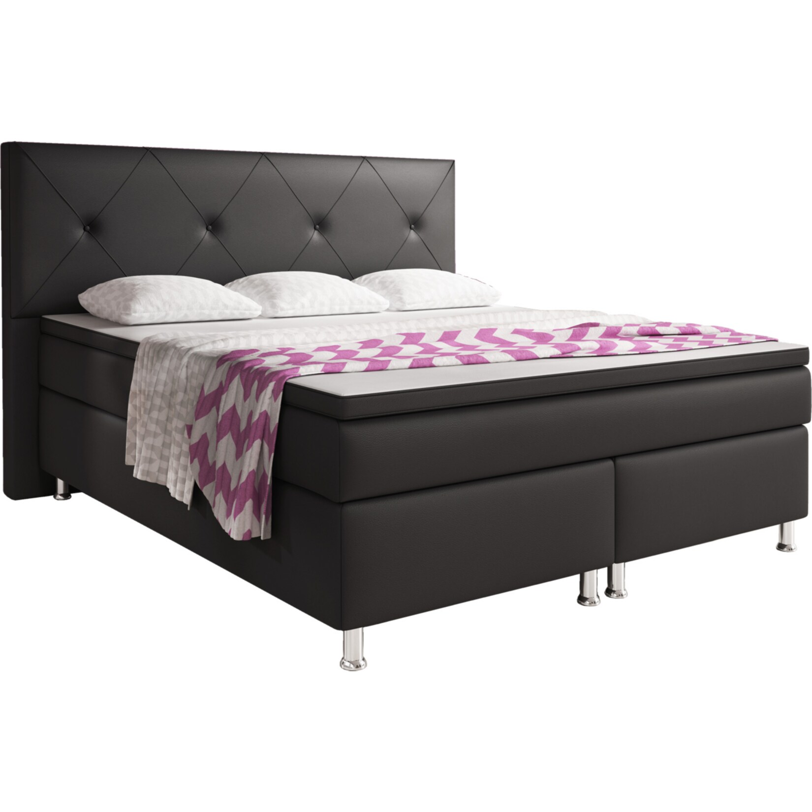 Inter Trading Boxspringbett Oxford 180x200 cm schwarz - Bild 1
