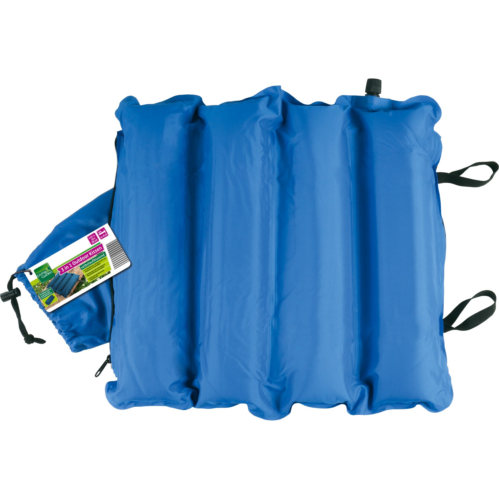 3in1 selbstaufblasendes Kissen Living & Garden blau - Bild 1