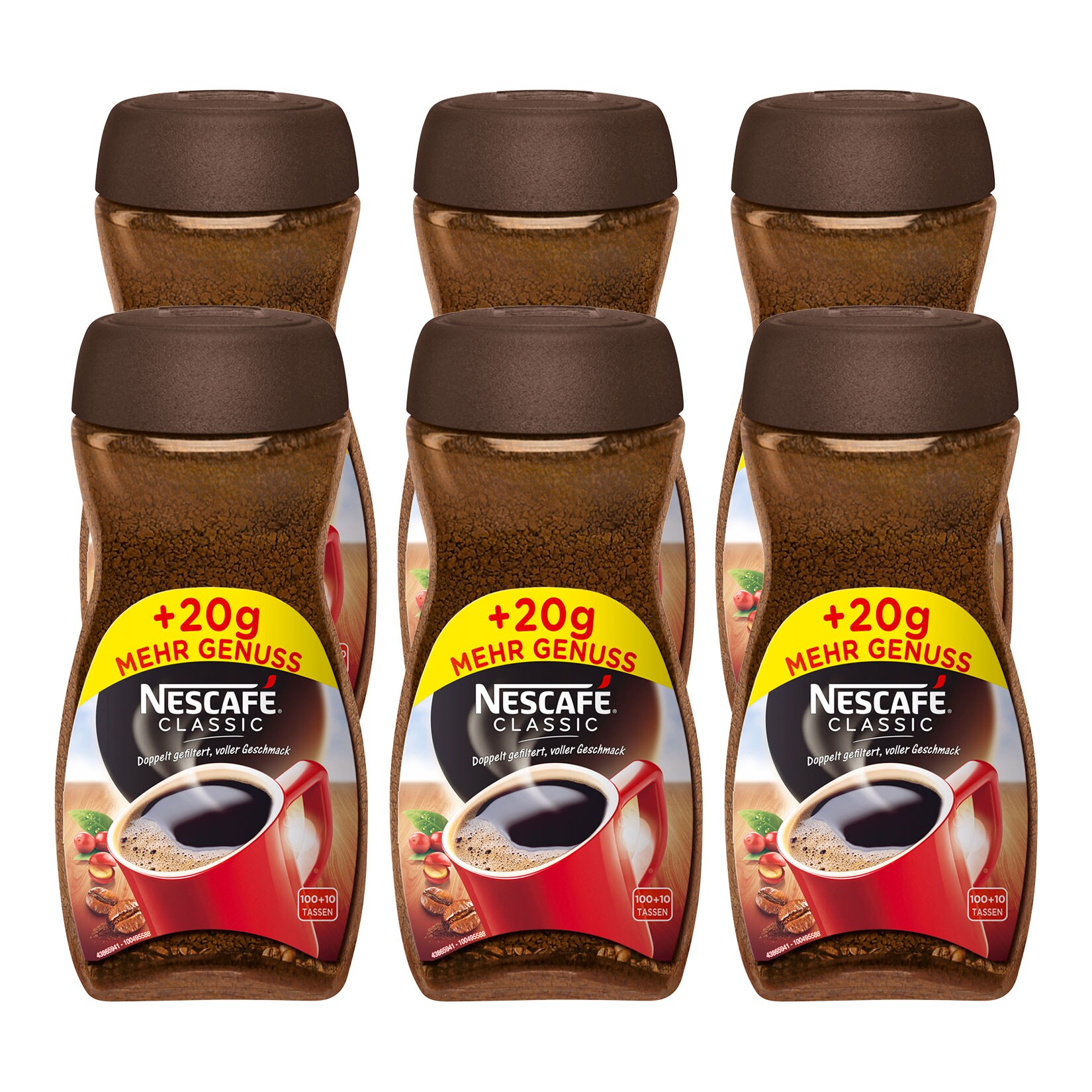 Nescaf&eacute; Classic 200 g +20g mehr Genuss, 6er Pack - Bild 1