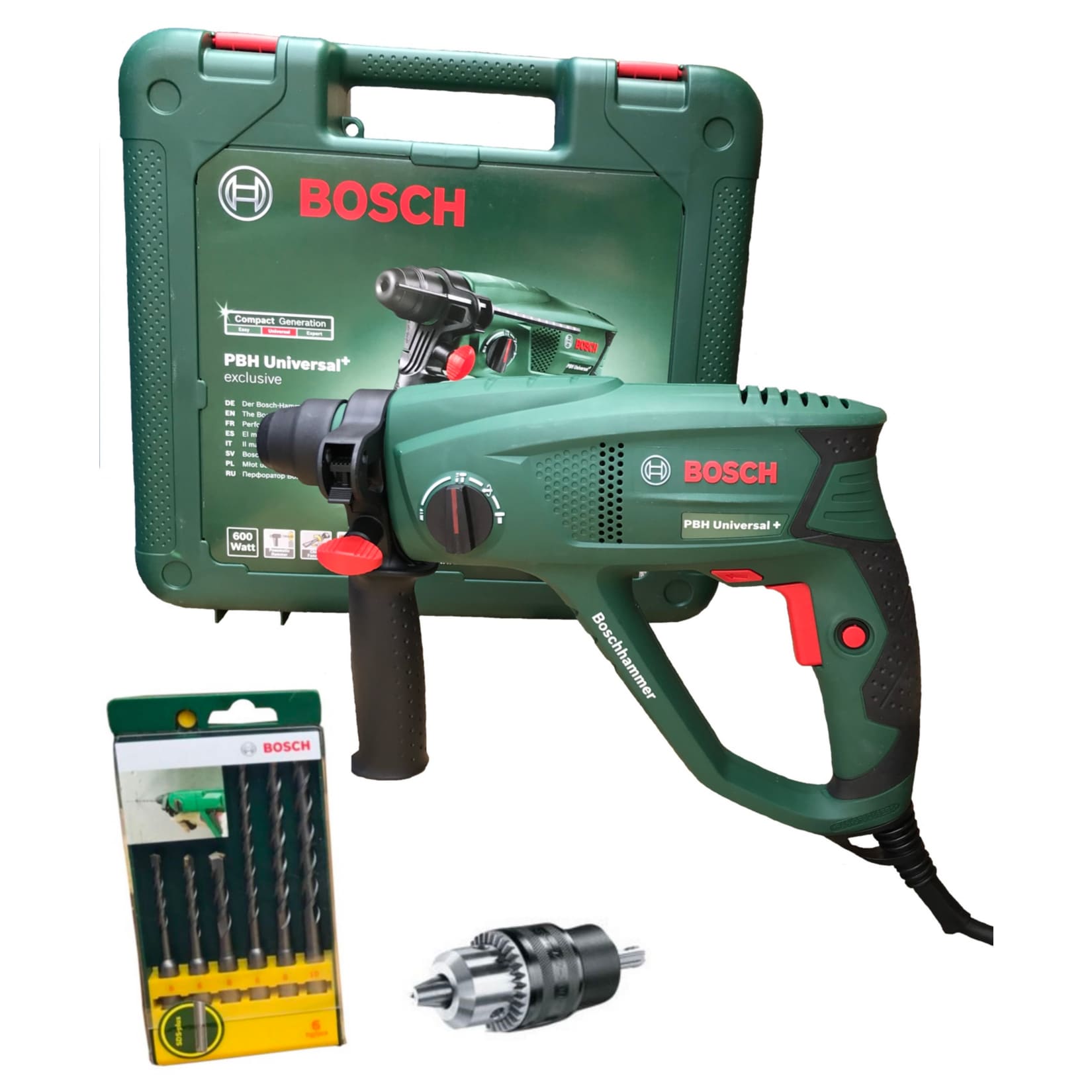 Bosch PBH Universal+ 2500 SRE Bohrhammer inkl. 6-tlg. SDS-plus Bohrer-Set - Bild 1