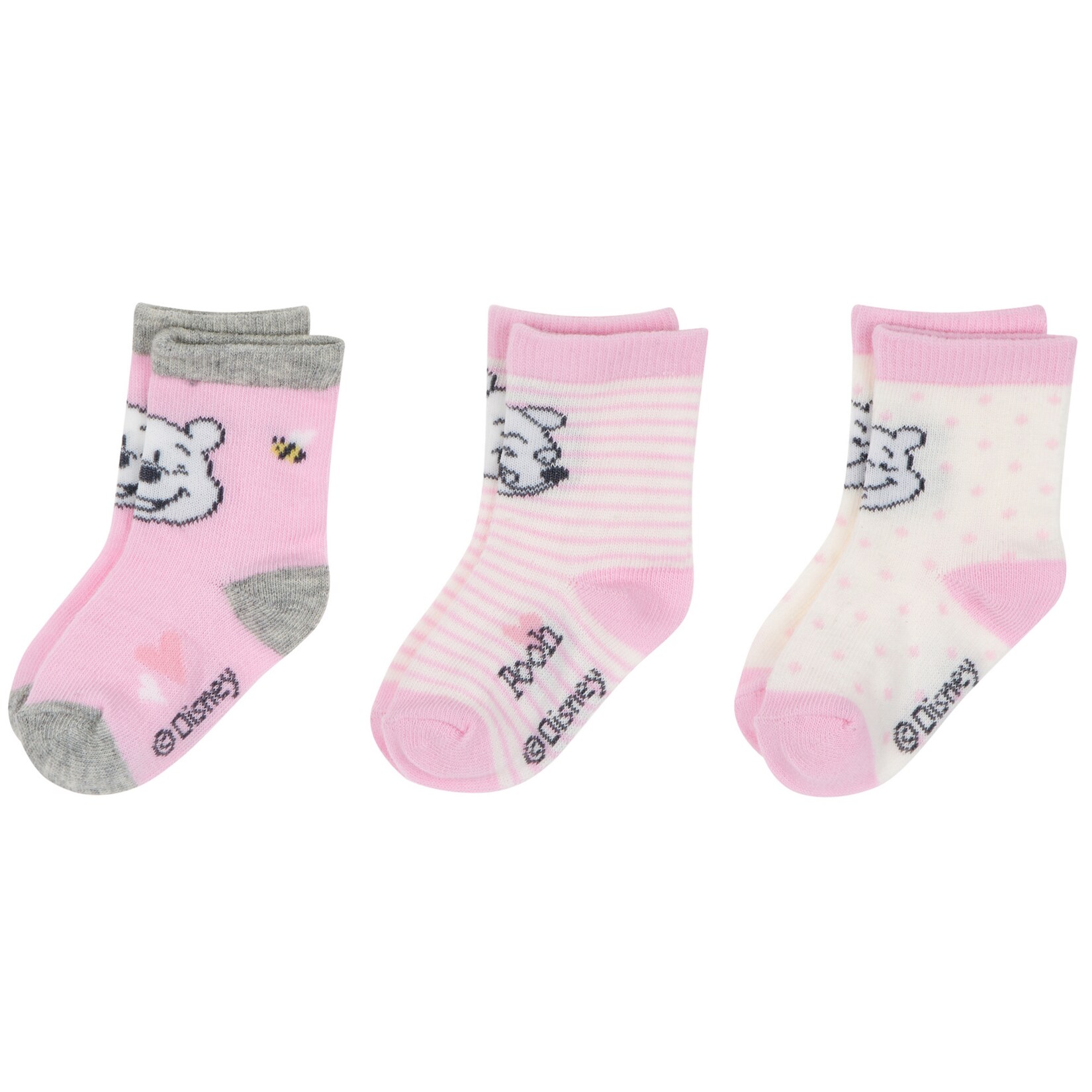 Baby Socken 3er M&auml;dchen: grau/rosa/offwhite Gr. 62/68 - Bild 1
