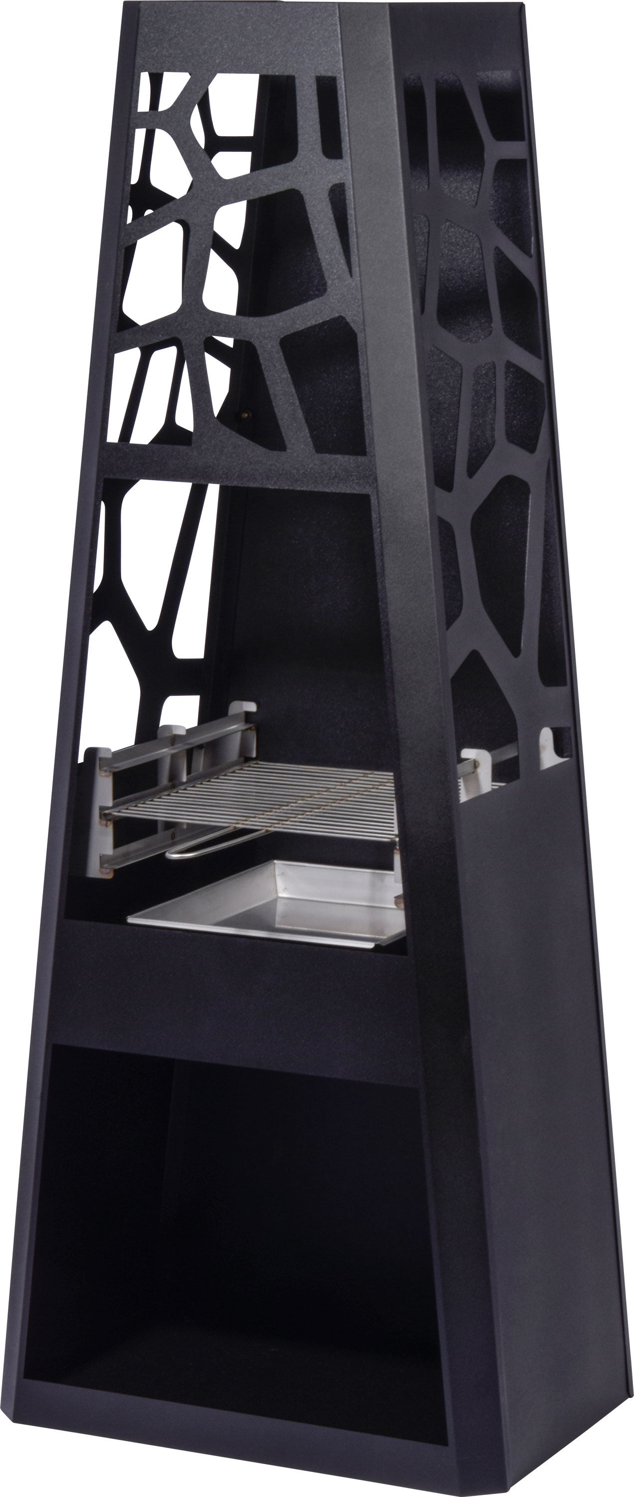 Dobar 35423 Metall-Gartenkamin mit Grillrost und Stauraum, schwarz - Bild 1