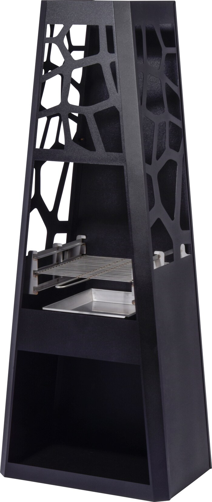 Dobar 35423 Metall-Gartenkamin mit Grillrost und Stauraum, schwarz | 04042085354230