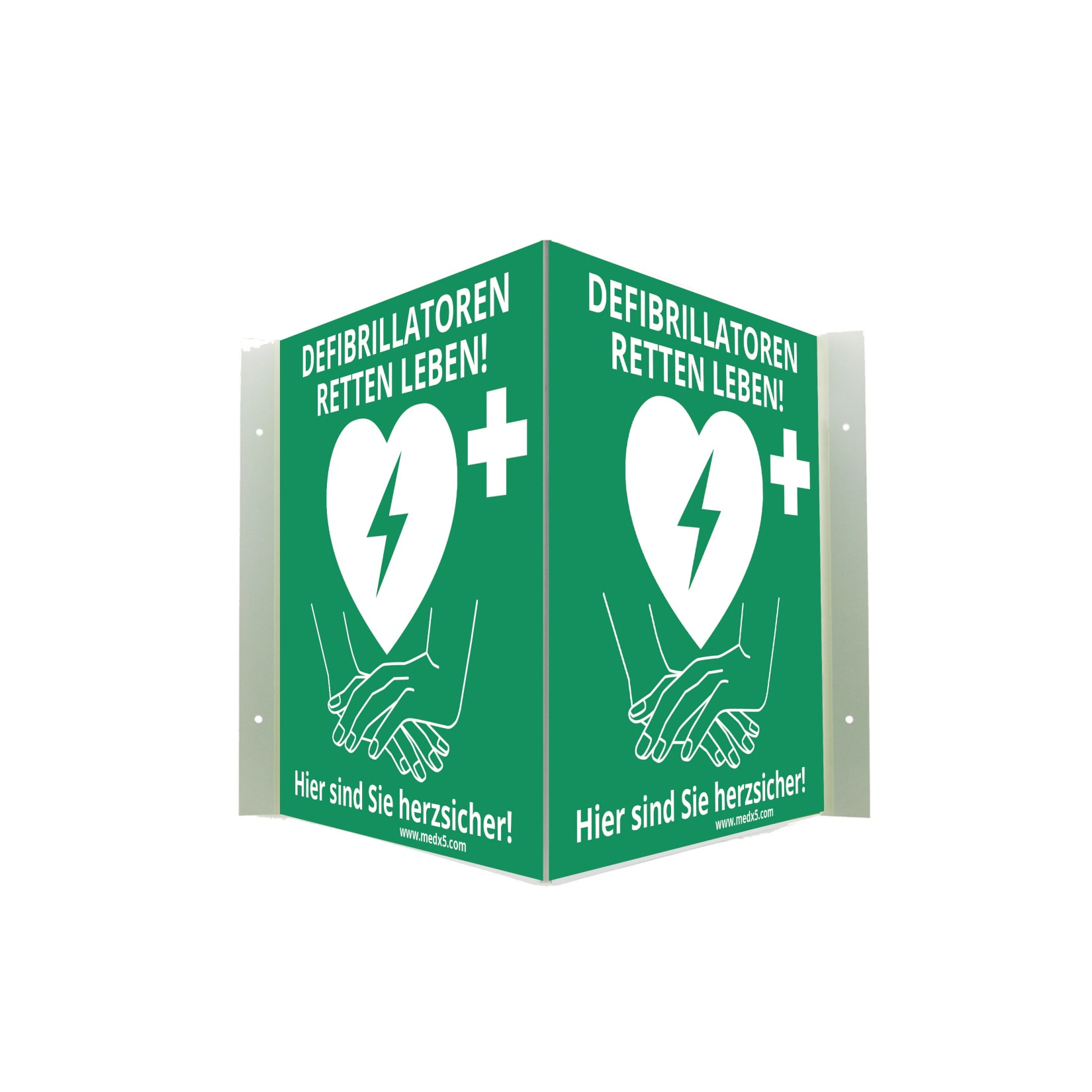 MEDX5 Defibrillator AED-Standort-Winkelschild, nachleuchtend, 20 cm x 20 cm - Bild 1