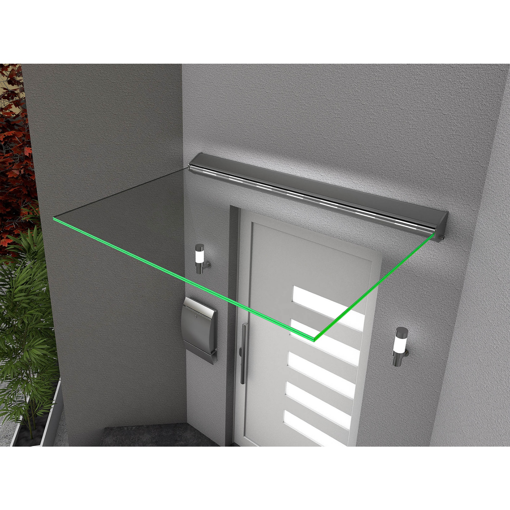 Gutta HD LED-Echtglas-Vordach 160 x 100 cm - Bild 1