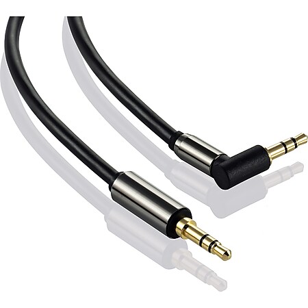 Poppstar HQ Audio Klinkenkabel 3.5mm gerade-90° (Alugehäuse, Kontakte vergoldet), schwarz, 1x 0,5m - Bild 1