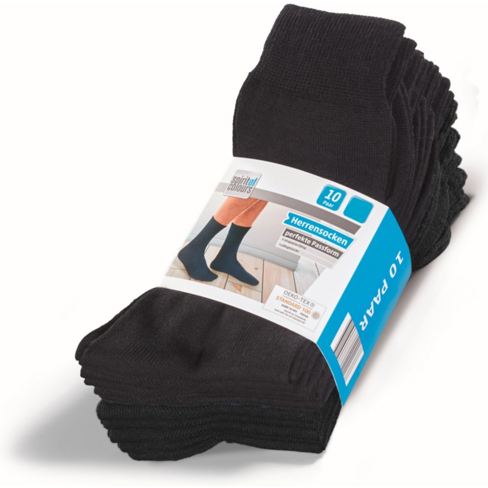 Spirit of Colours Herren Socken, 10er Pack - schwarz, Gr. 39/42 - Bild 1