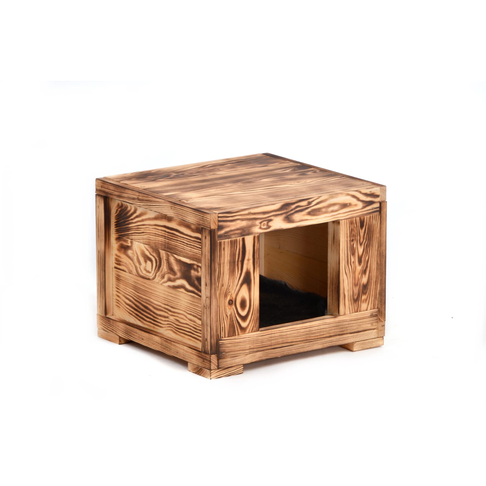 Rohrschnieder Wohnh&ouml;hle Amadeus Holz geflammt - Pl&uuml;sch - Bild 1