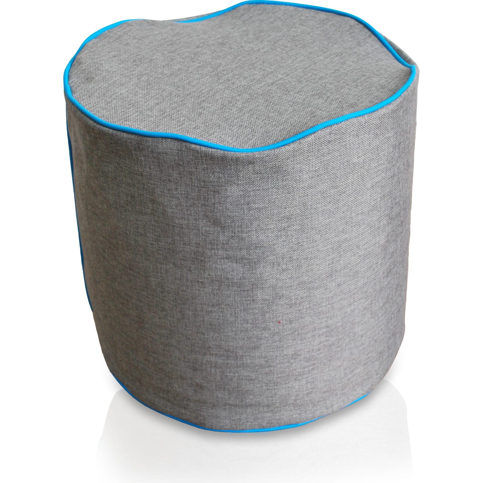 KINZLER Hocker rund, Leinenoptik mit Neon-Piping, T&uuml;rkis - Bild 1